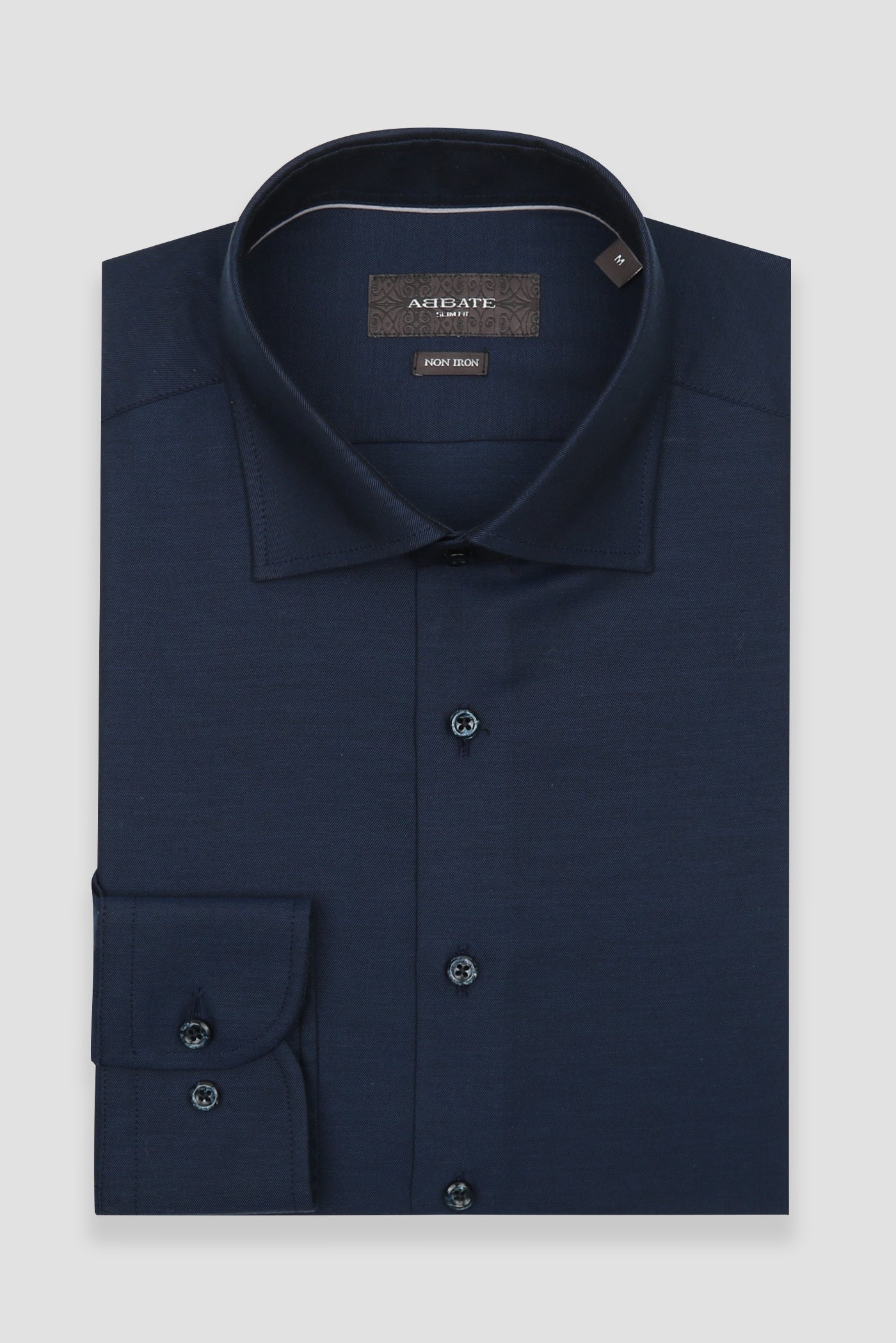 Abbate Donatello Non Iron Twill Pamuklu Slim Fit Lacivert Klasik Yaka Erkek Düz Gömlek