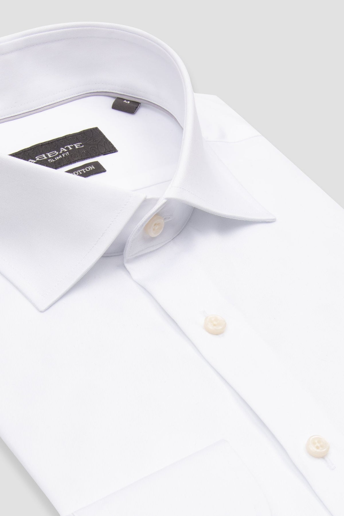 Abbate Donatello Twill %100 Pamuk Slim Fit Beyaz Klasik Yaka Erkek Düz Gömlek