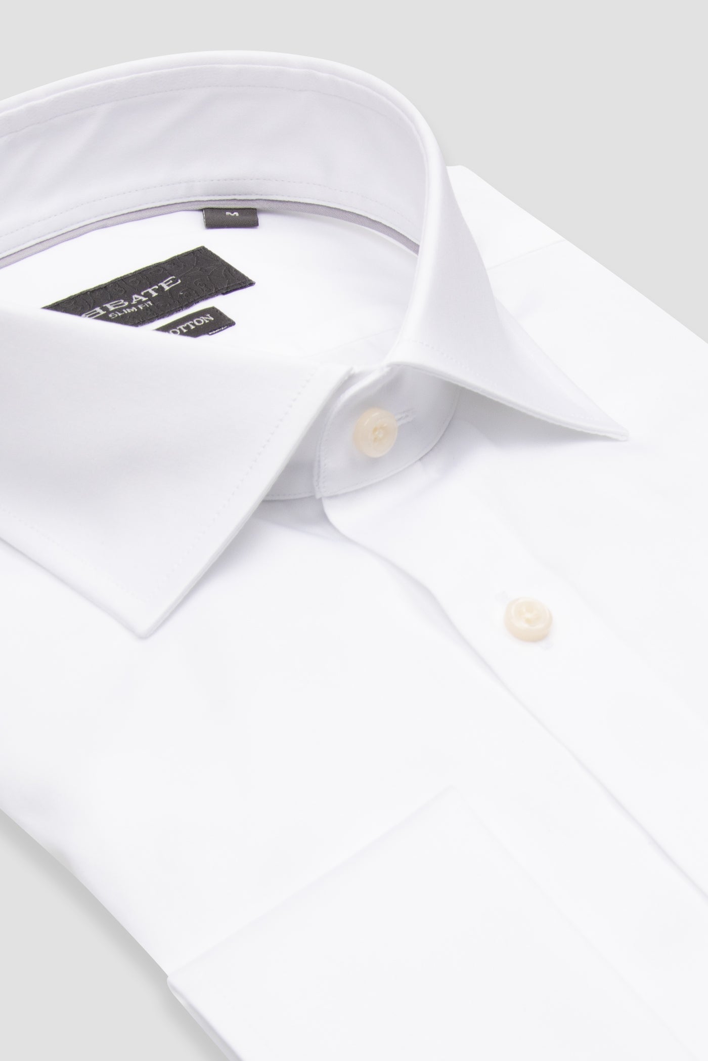 Abbate Francesco Saten Pamuklu Slim Fit Beyaz Klasik Yaka Erkek Düz Gömlek