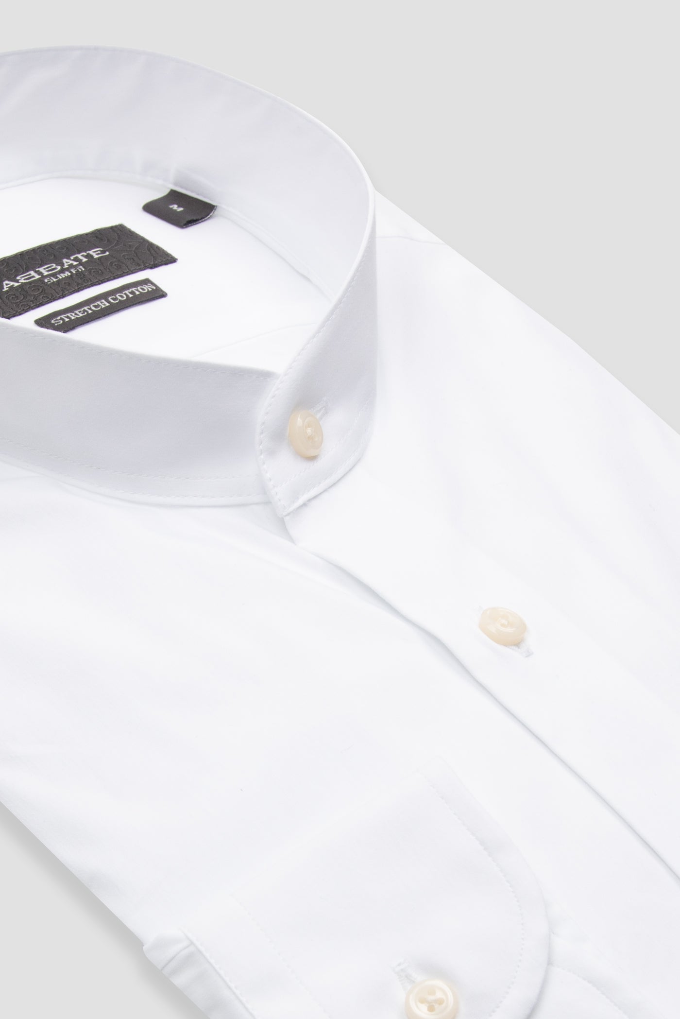 Abbate Mao Poplin Stretch Pamuk Karışımlı Slim Fit Beyaz Hakim Yaka Erkek Düz Gömlek