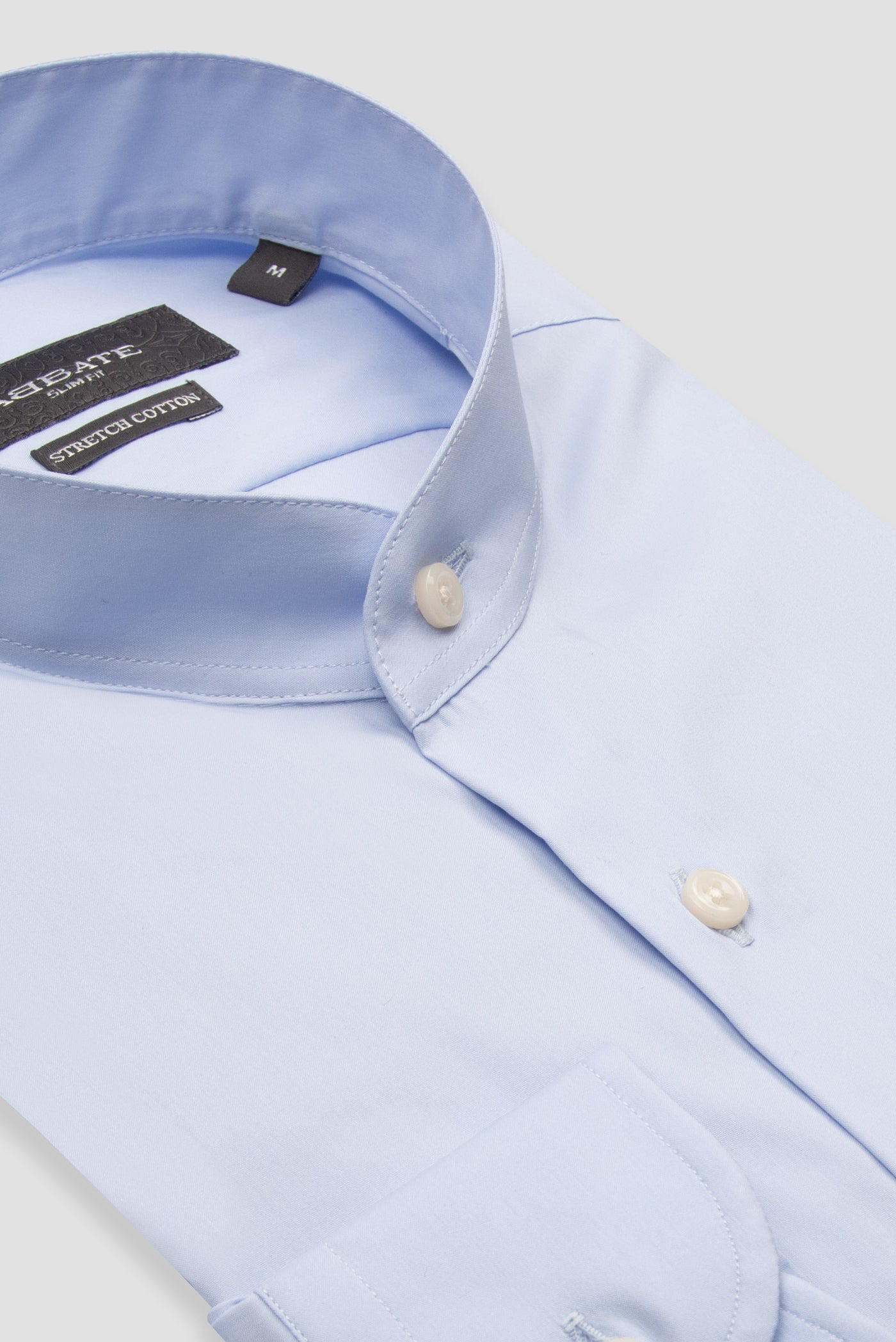 Abbate Mao Poplin Stretch Pamuk Karışımlı Slim Fit Açık Mavi Hakim Yaka Erkek Düz Gömlek
