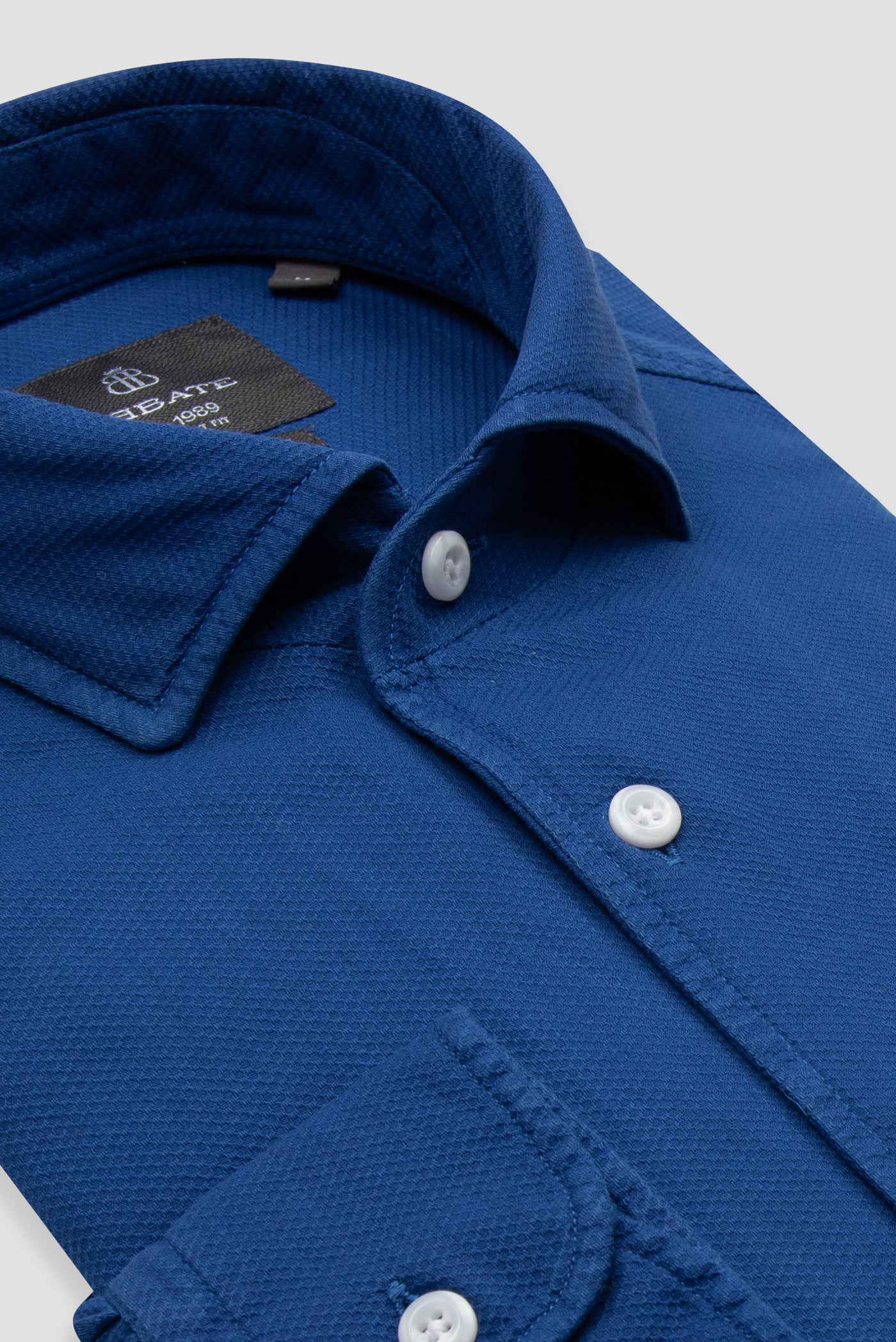 Abbate Antonio Armür Pamuklu Comfort Fit Lacivert Mostra Yaka Erkek Düz Gömlek