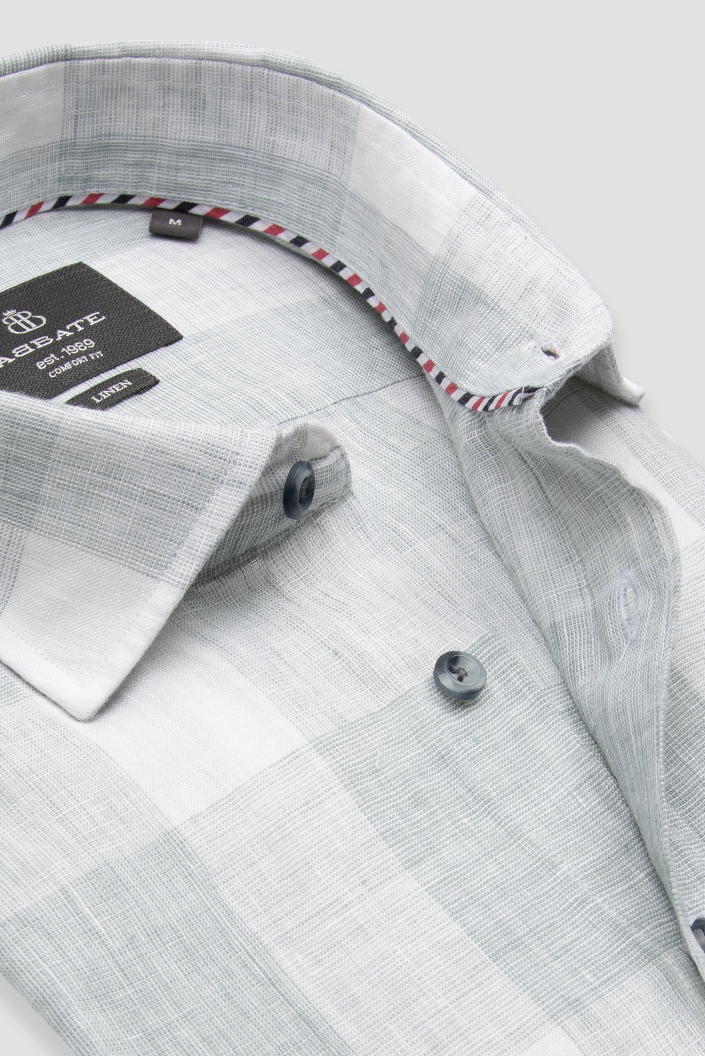 Abbate Lieno Keten Keten Comfort Fit Açık Yeşil Klasik Yaka Erkek Kareli Gömlek