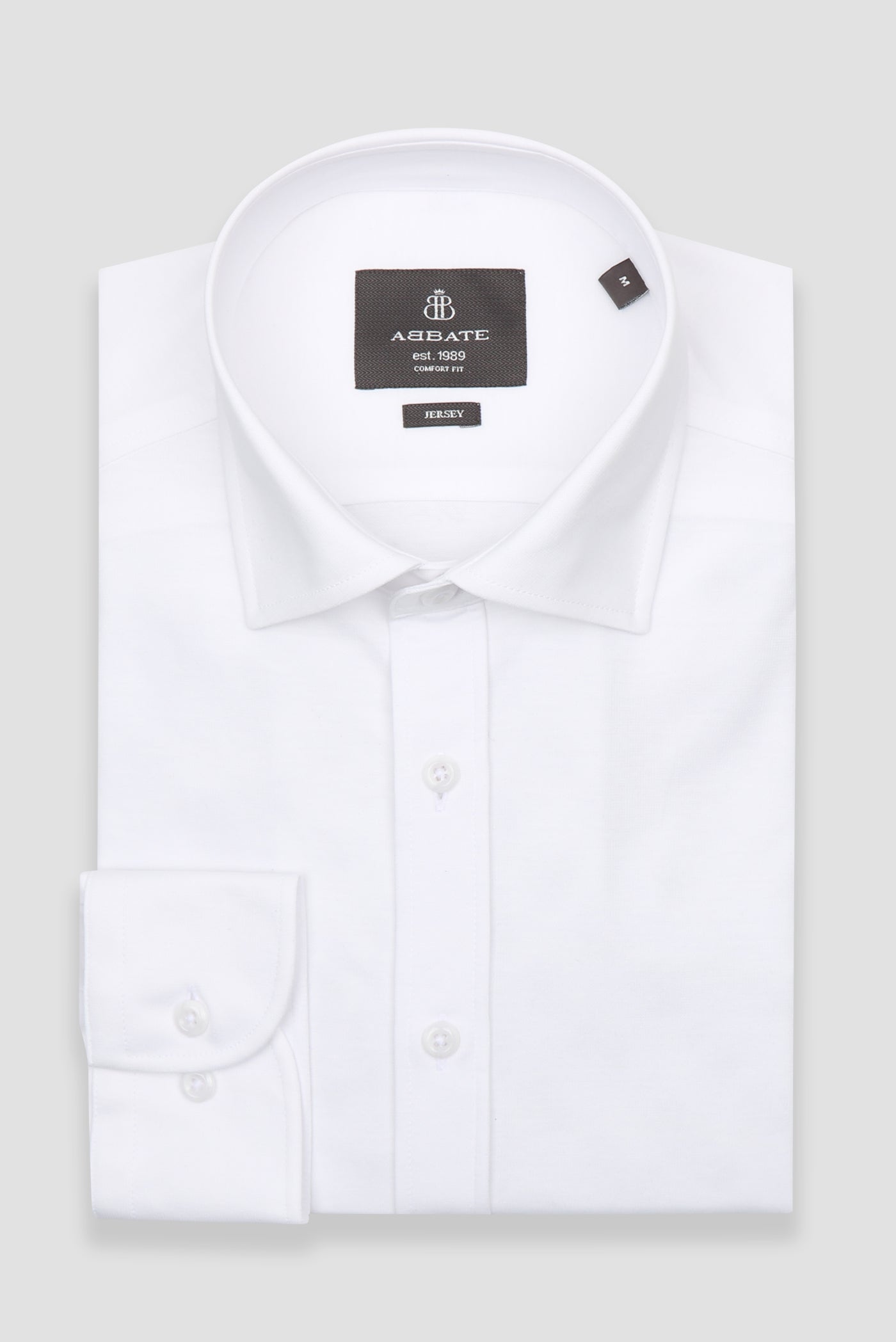 Abbate Floransa Örme Kumaş Pamuk Karışımlı Comfort Fit Beyaz Klasik Yaka Erkek Düz Gömlek