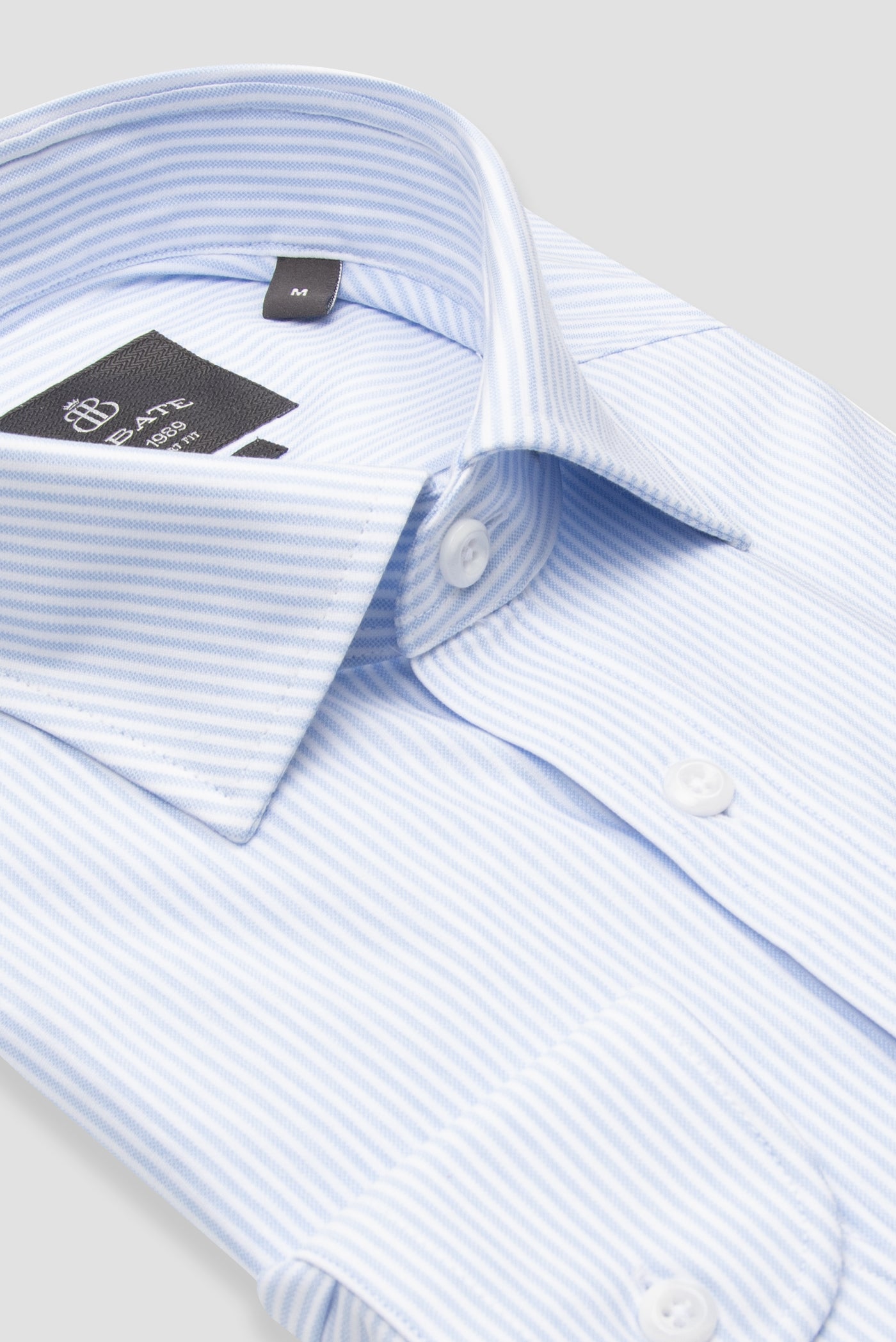 Abbate Floransa Örme Kumaş Pamuk Karışımlı Comfort Fit Açık Mavi Klasik Yaka Erkek Çizgili Gömlek
