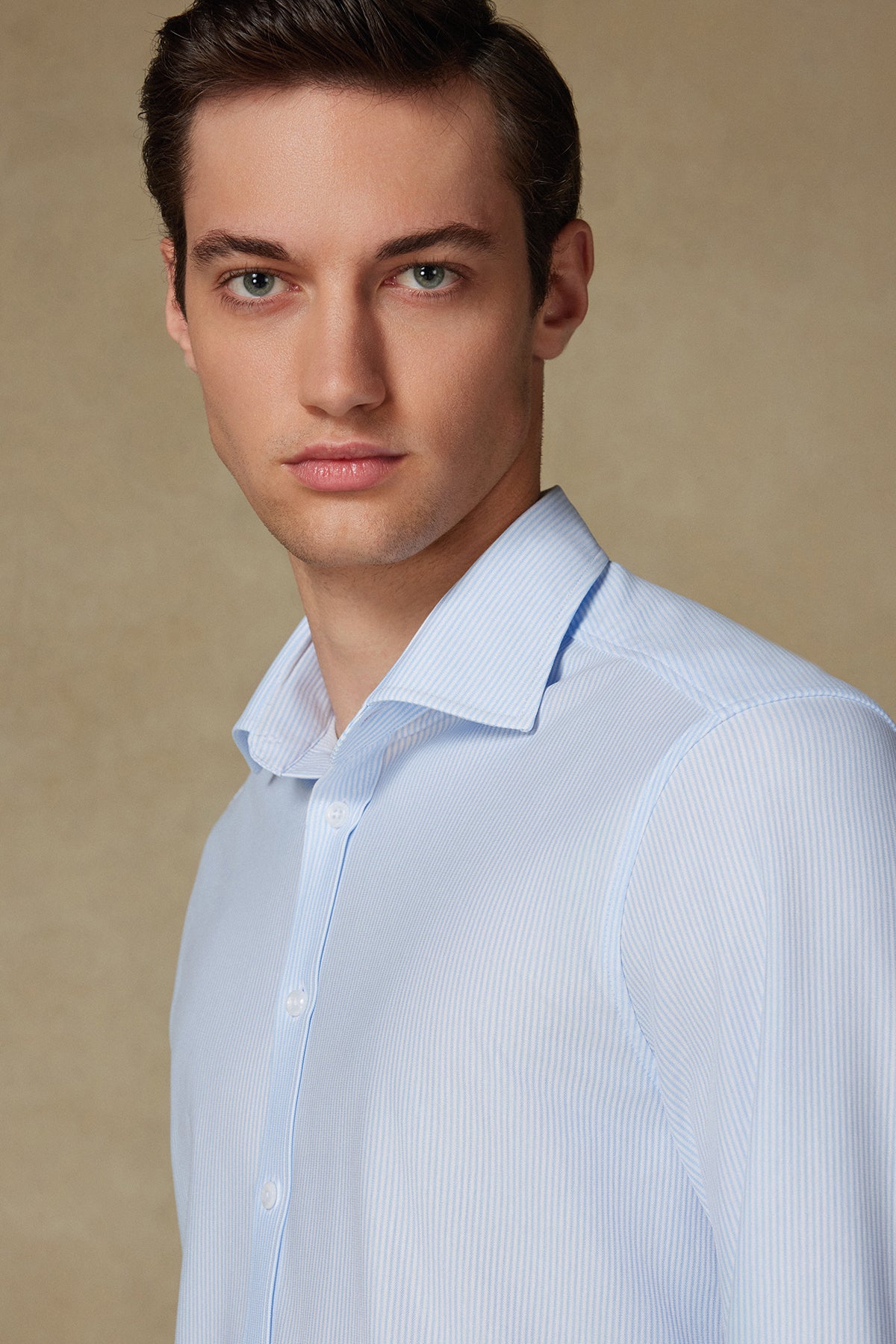 Abbate Floransa Örme Kumaş Pamuk Karışımlı Comfort Fit Lacivert Klasik Yaka Erkek Düz Gömlek