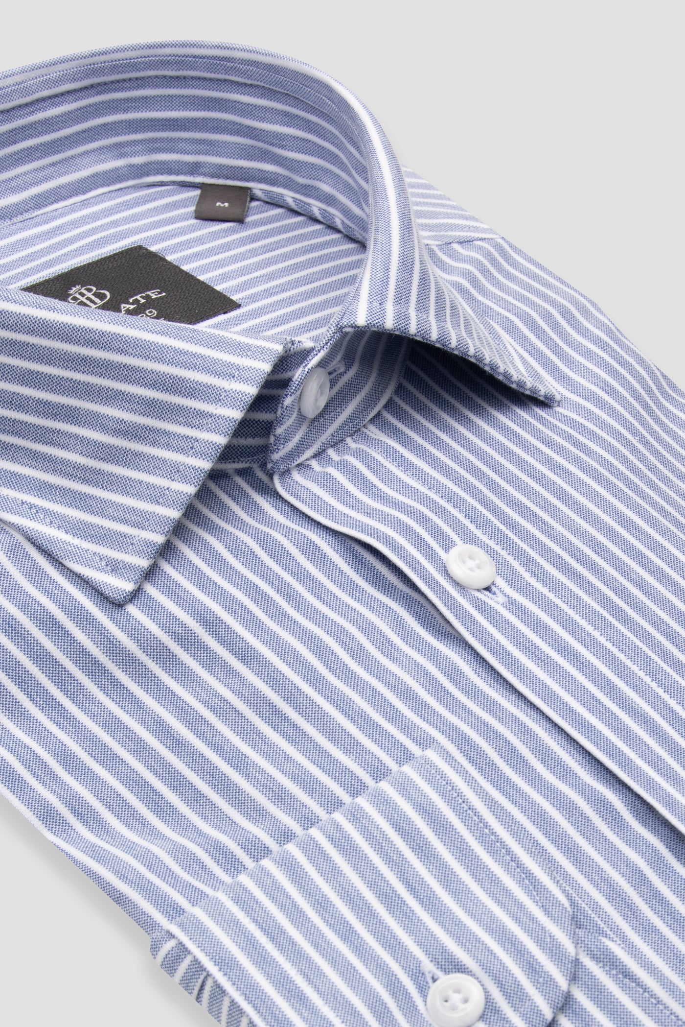 Abbate Floransa Örme Kumaş Pamuk Karışımlı Comfort Fit Lacivert Klasik Yaka Erkek Çizgili Gömlek