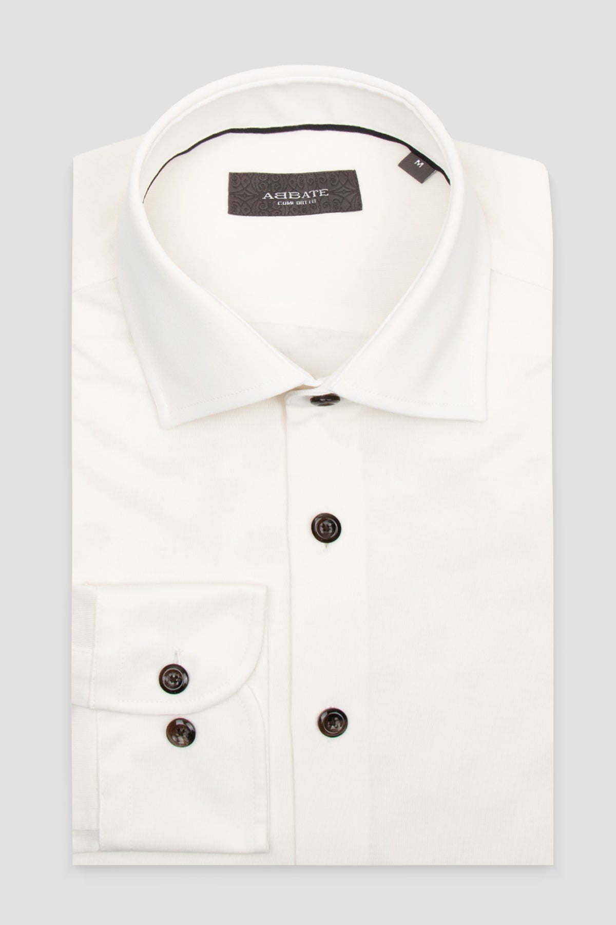 Abbate Floransa Dokuma Rayon Karışımlı Comfort Fit Beyaz Klasik Yaka Erkek Düz Gömlek