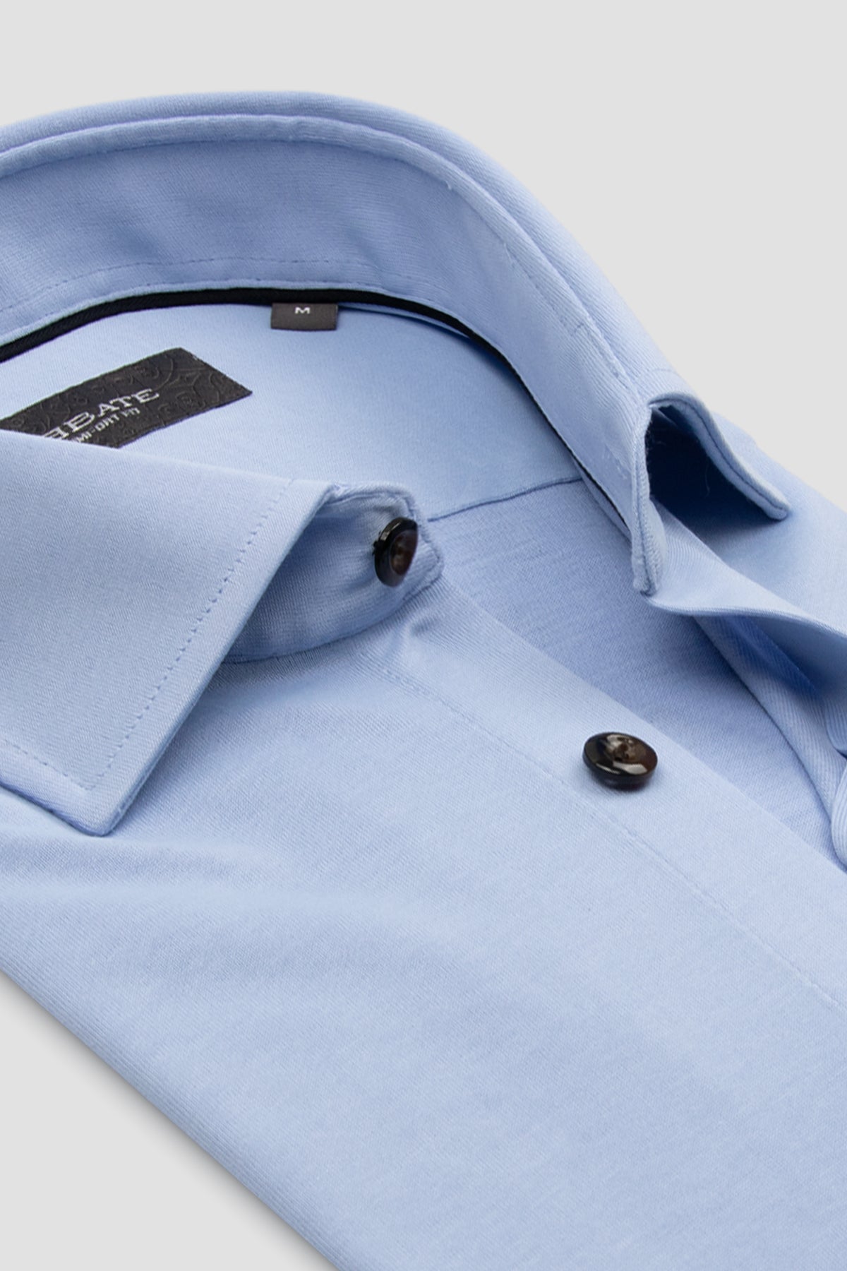 Abbate Floransa Dokuma Rayon Karışımlı Comfort Fit Açık Mavi Klasik Yaka Erkek Düz Gömlek