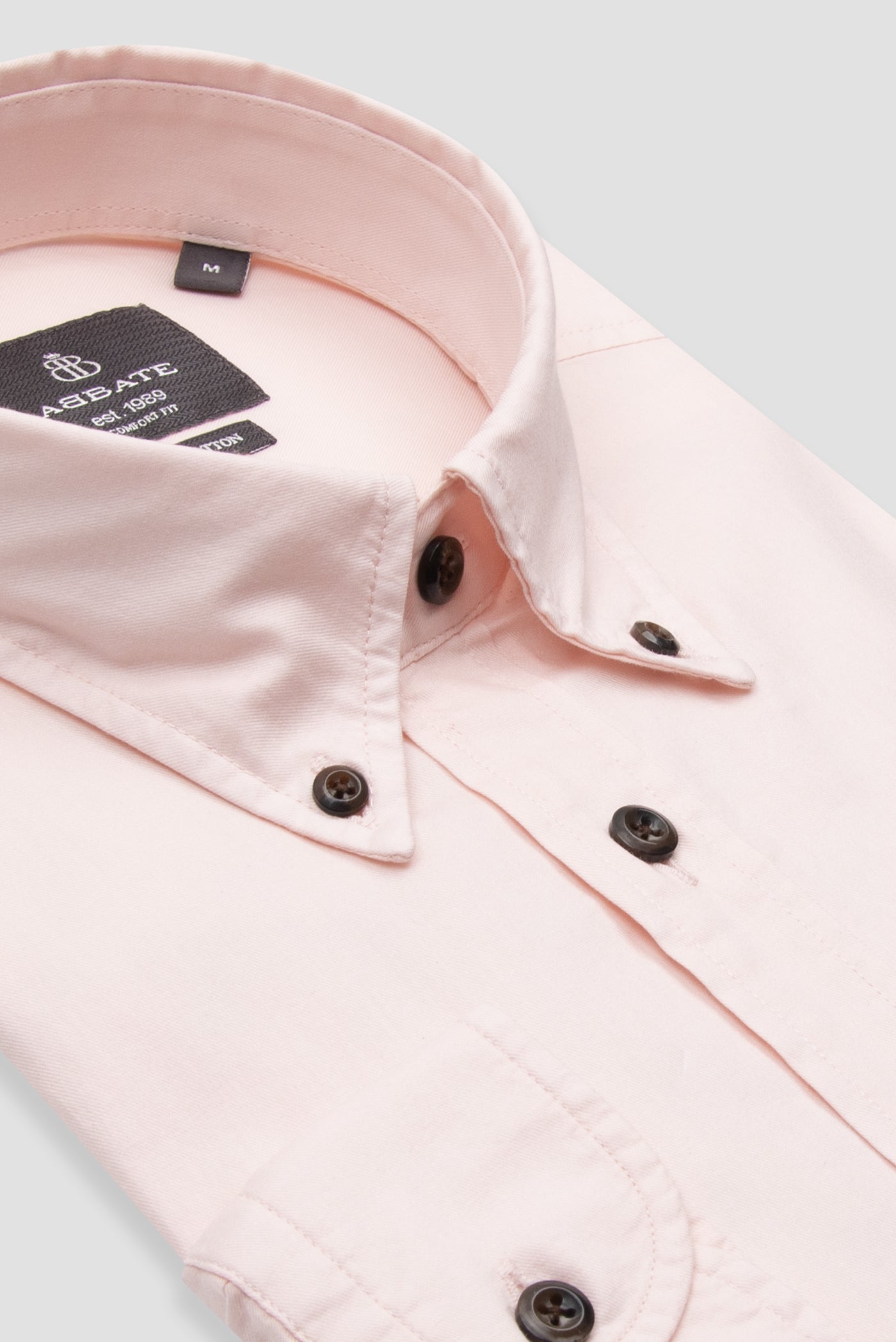 Abbate Mario Poplin Pamuklu Comfort Fit Pembe Düğmeli Yaka Erkek Düz Gömlek