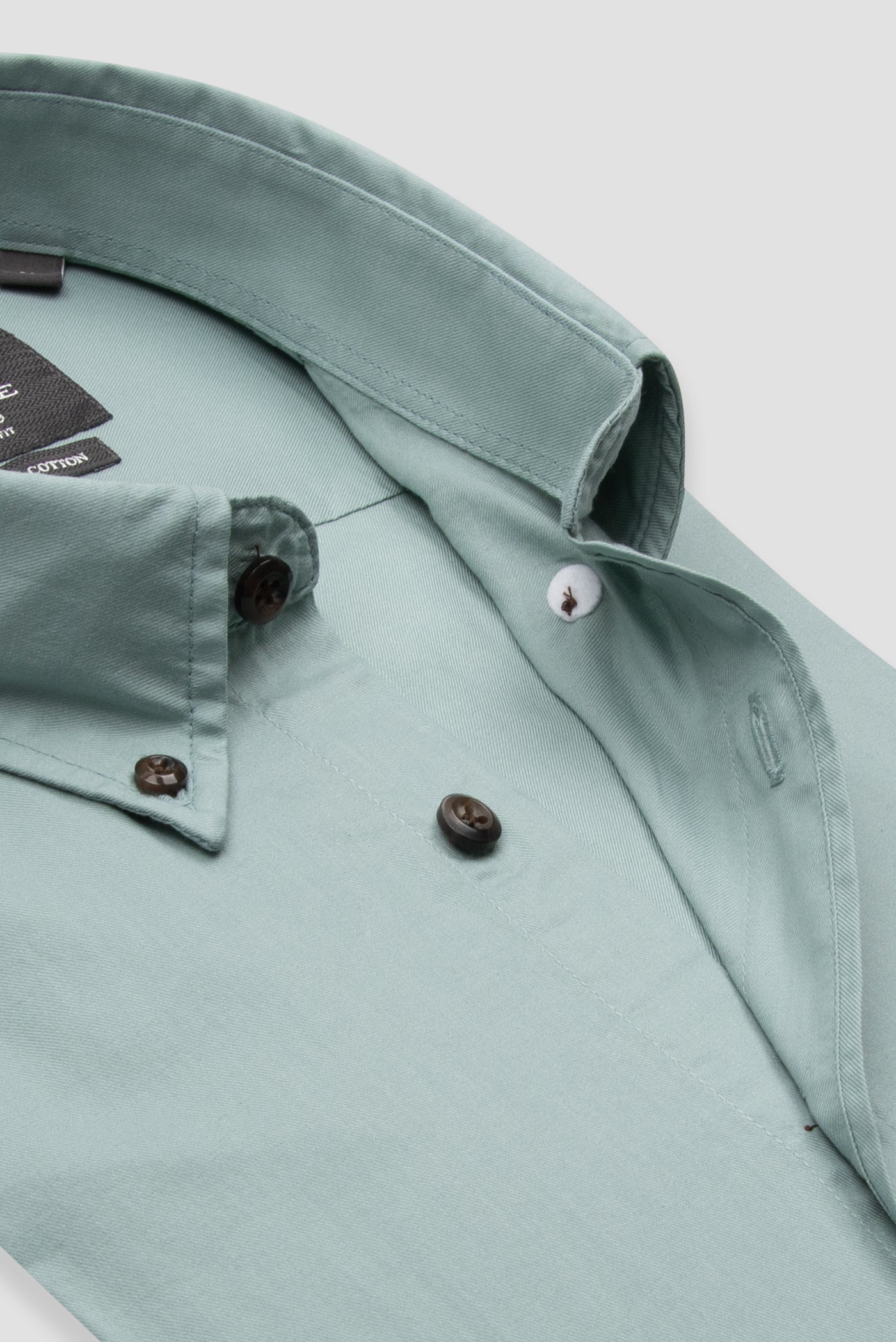 Abbate Mario Poplin Pamuklu Comfort Fit Açık Yeşil Düğmeli Yaka Erkek Düz Gömlek