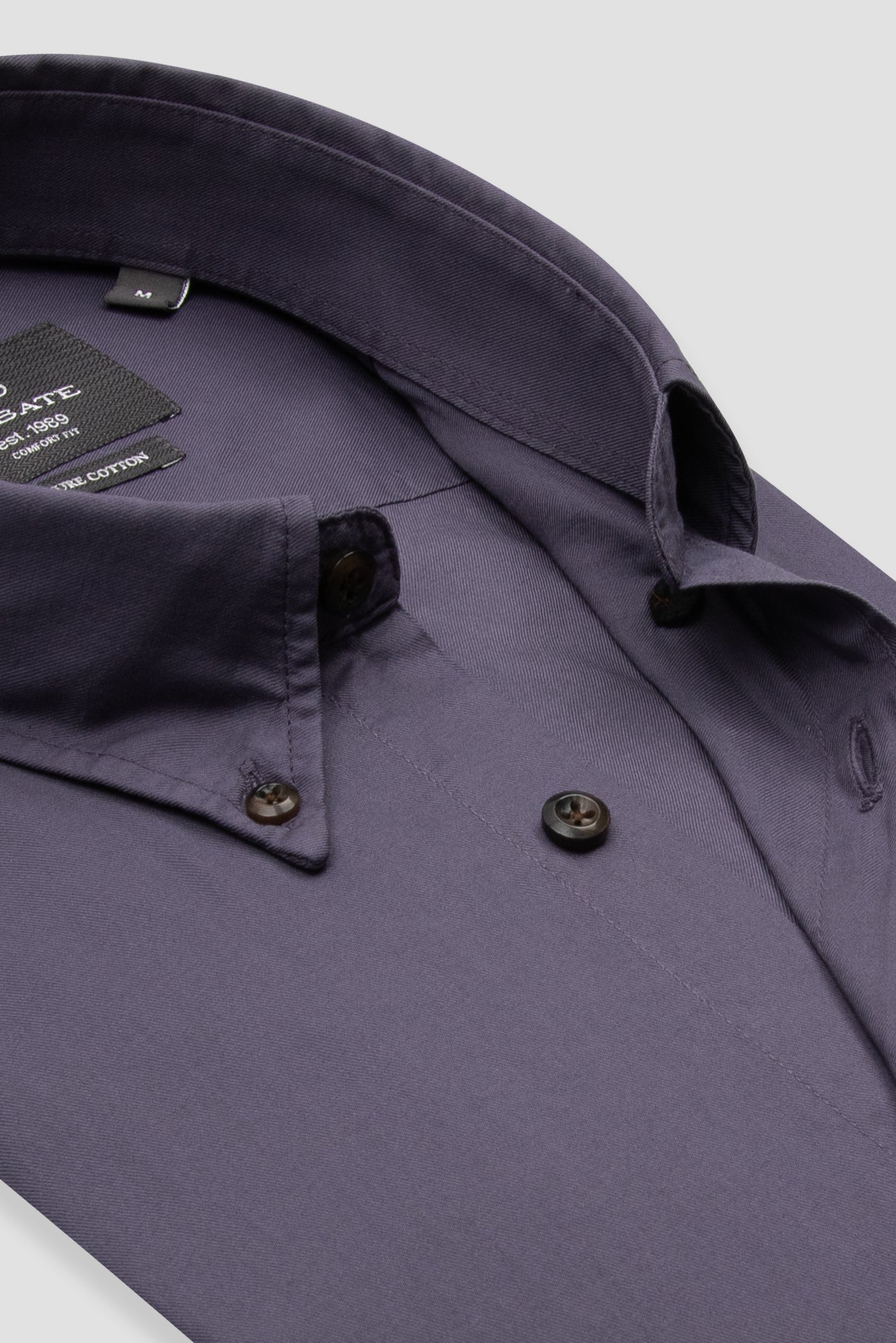 Abbate Mario Poplin Pamuklu Comfort Fit Mürdüm Düğmeli Yaka Erkek Düz Gömlek