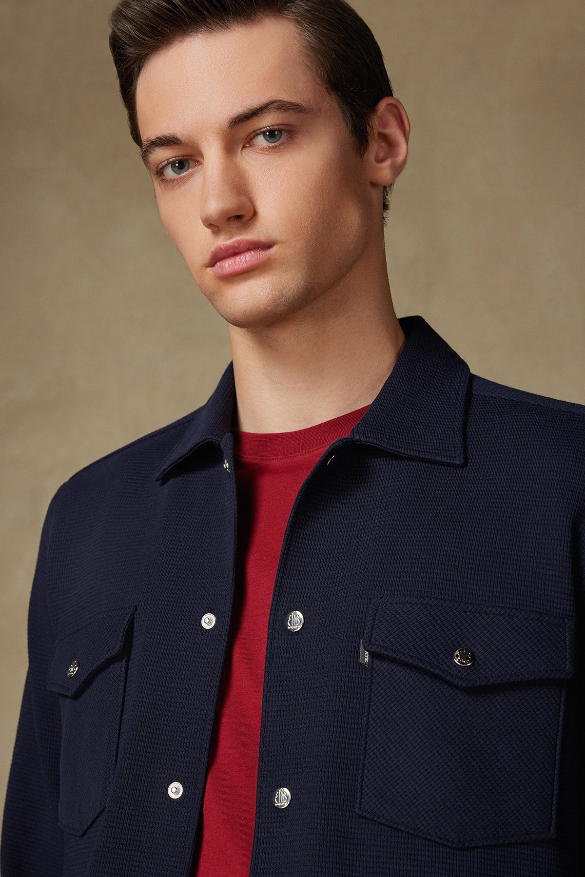 Abbate Urbano Armür Overshirt Pamuklu Overshirt Fit Lacivert Klasik Yaka Erkek Düz Gömlek