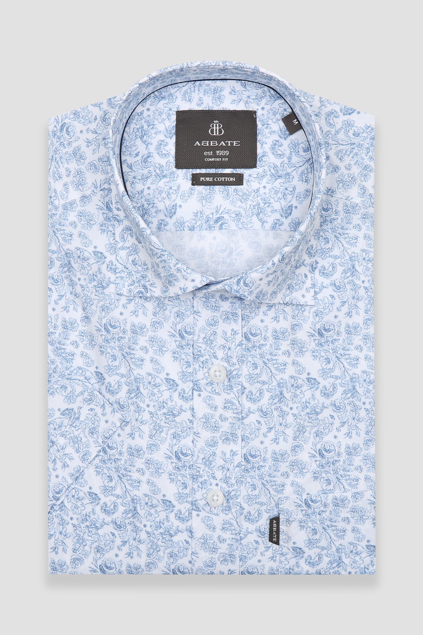 Abbate Vento Poplin Pamuklu Comfort Fit Beyaz Klasik Yaka Erkek Baskılı Gömlek