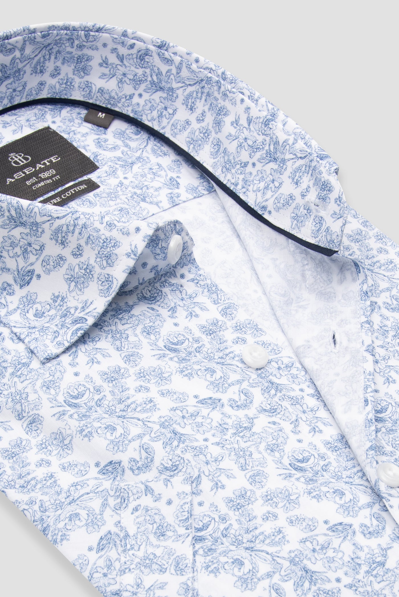 Abbate Vento Poplin Pamuklu Comfort Fit Beyaz Klasik Yaka Erkek Baskılı Gömlek