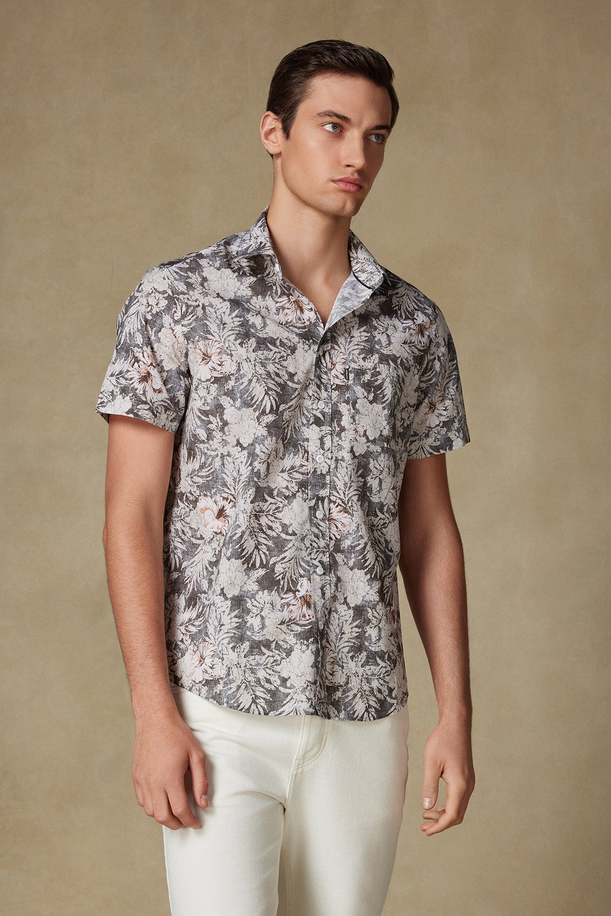 Abbate Vento Poplin Pamuklu Comfort Fit Siyah Klasik Yaka Erkek Baskılı Gömlek