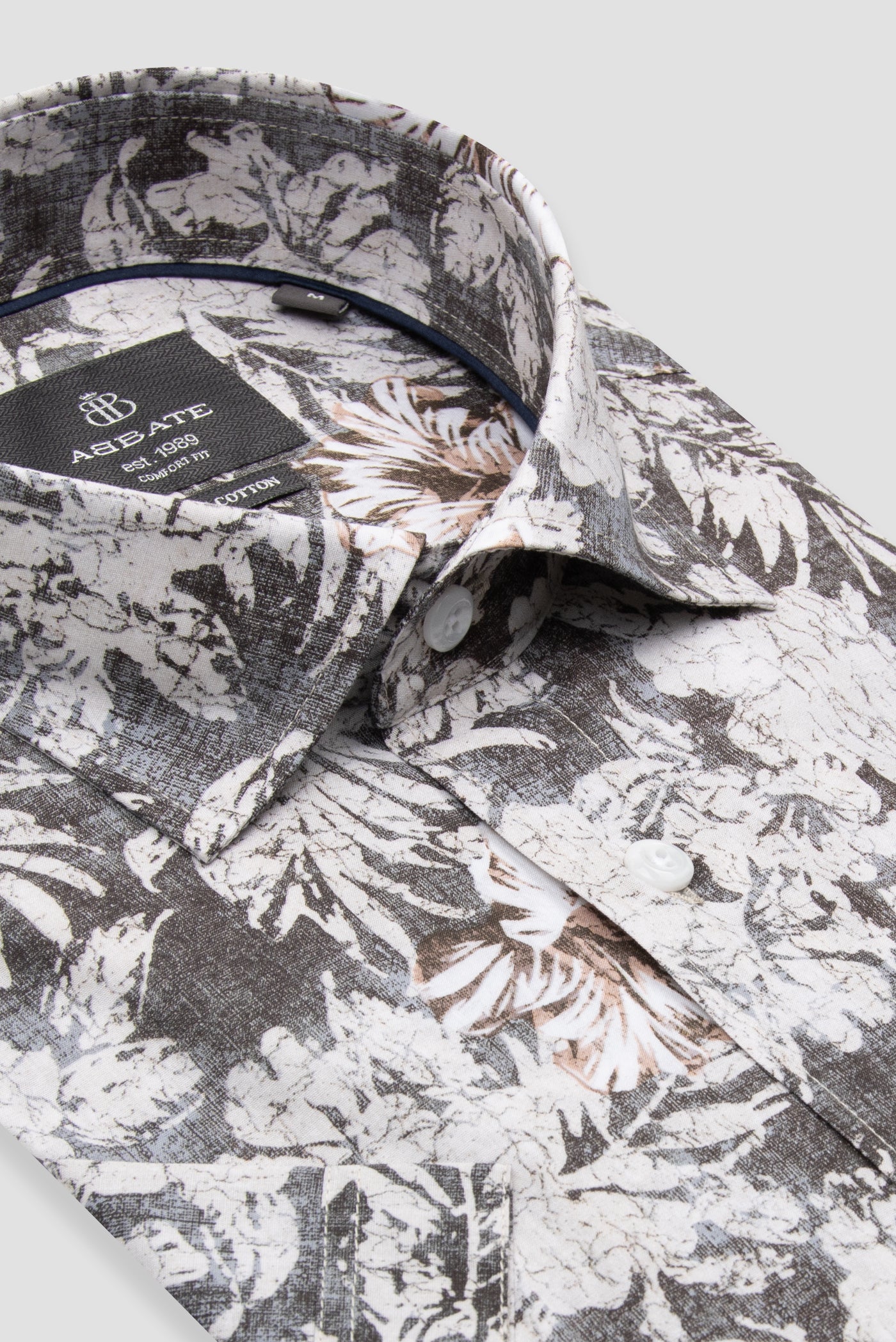 Abbate Vento Poplin Pamuklu Comfort Fit Siyah Klasik Yaka Erkek Baskılı Gömlek