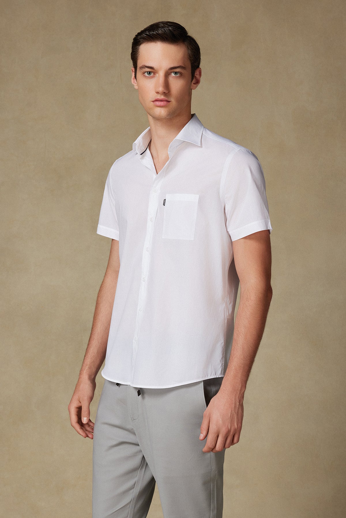 Abbate Vento Poplin Pamuklu Comfort Fit Beyaz Klasik Yaka Erkek Düz Gömlek