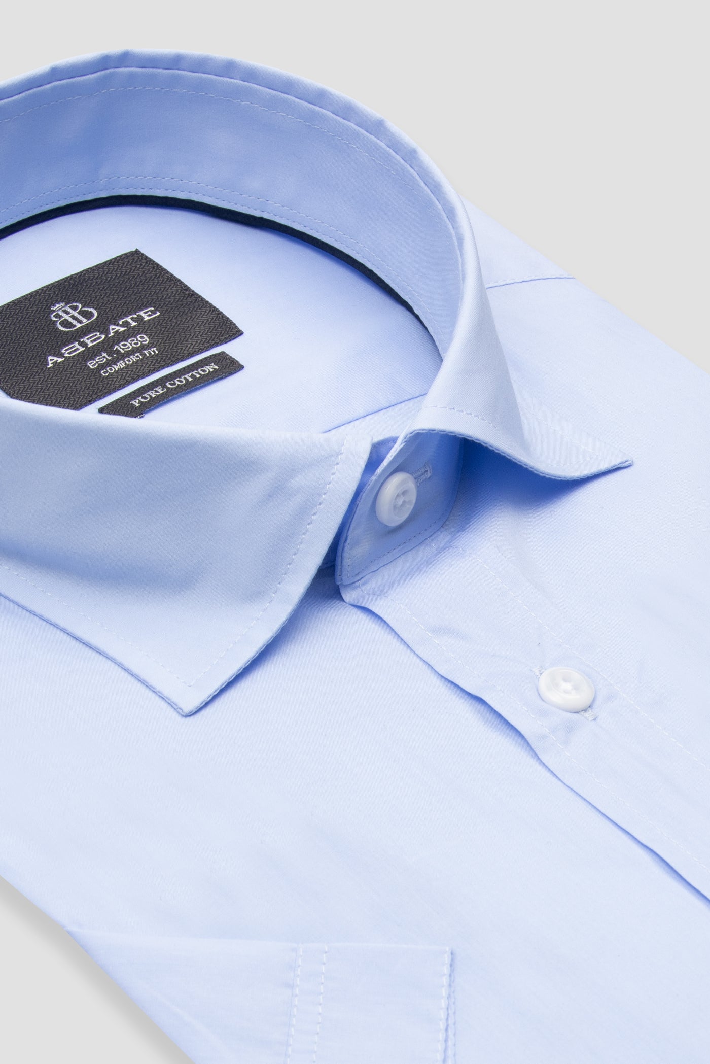 Abbate Vento Poplin Pamuklu Comfort Fit Mavi Klasik Yaka Erkek Düz Gömlek