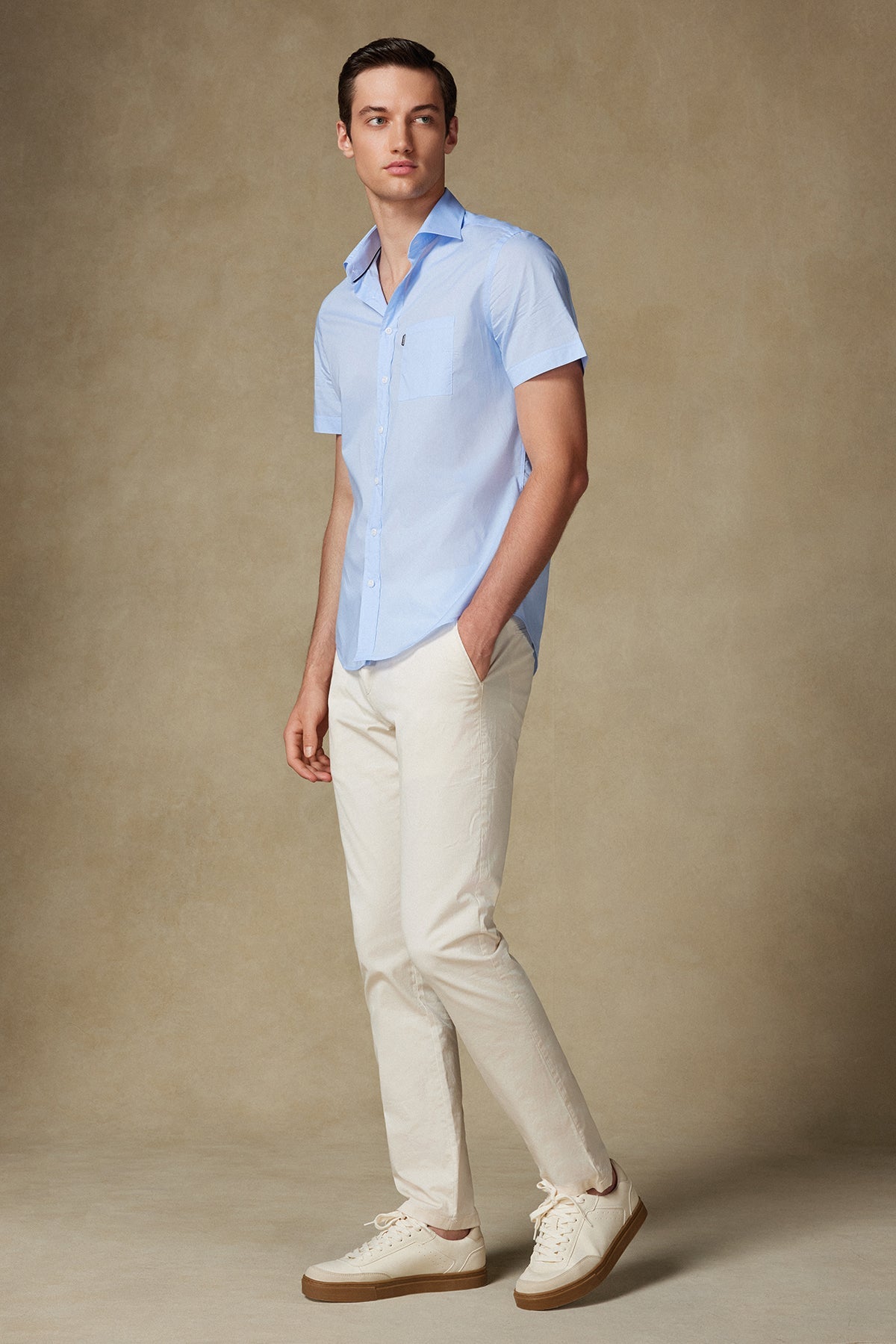 Abbate Vento Poplin Pamuklu Comfort Fit Mavi Klasik Yaka Erkek Düz Gömlek