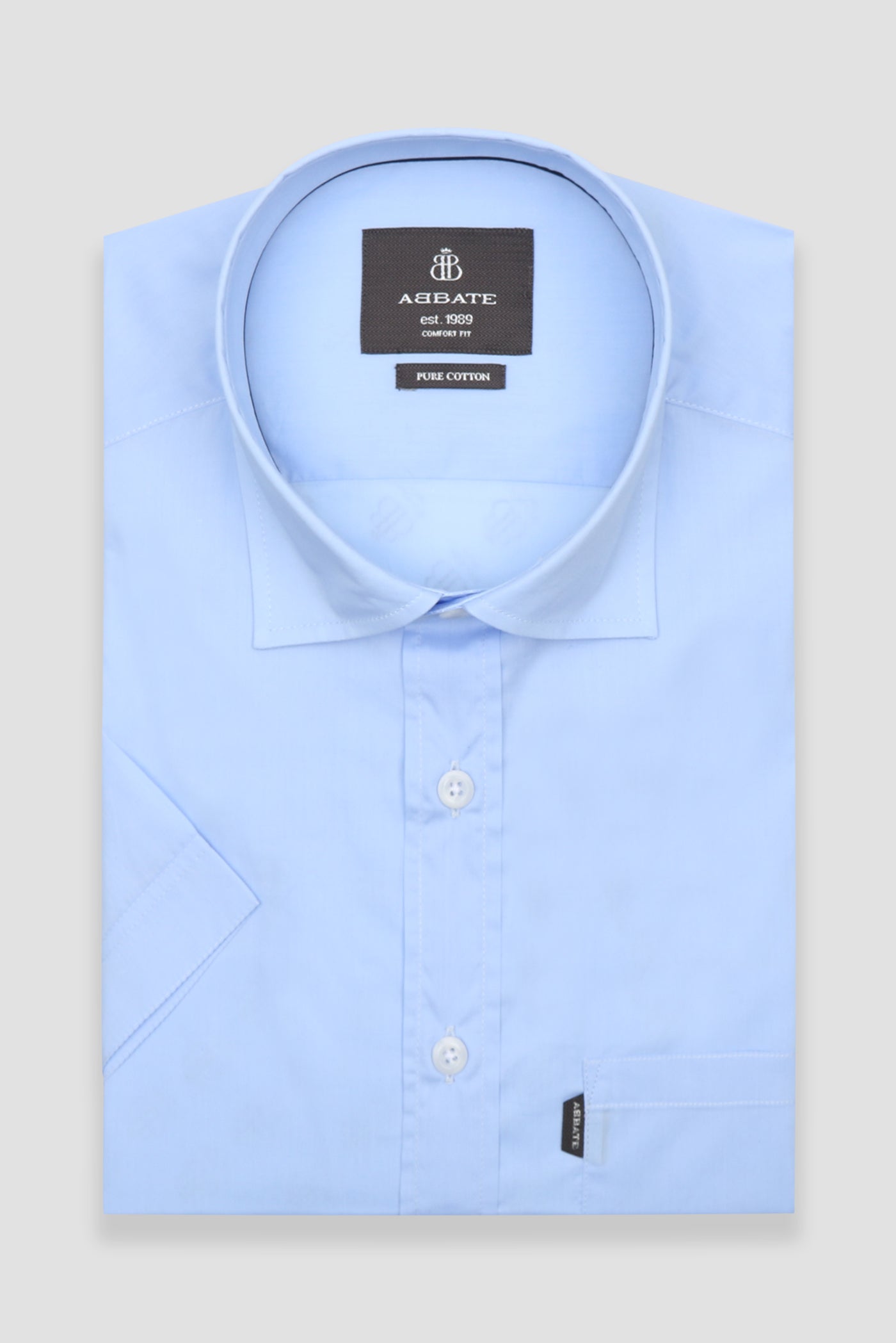 Abbate Vento Poplin Pamuklu Comfort Fit Mavi Klasik Yaka Erkek Düz Gömlek