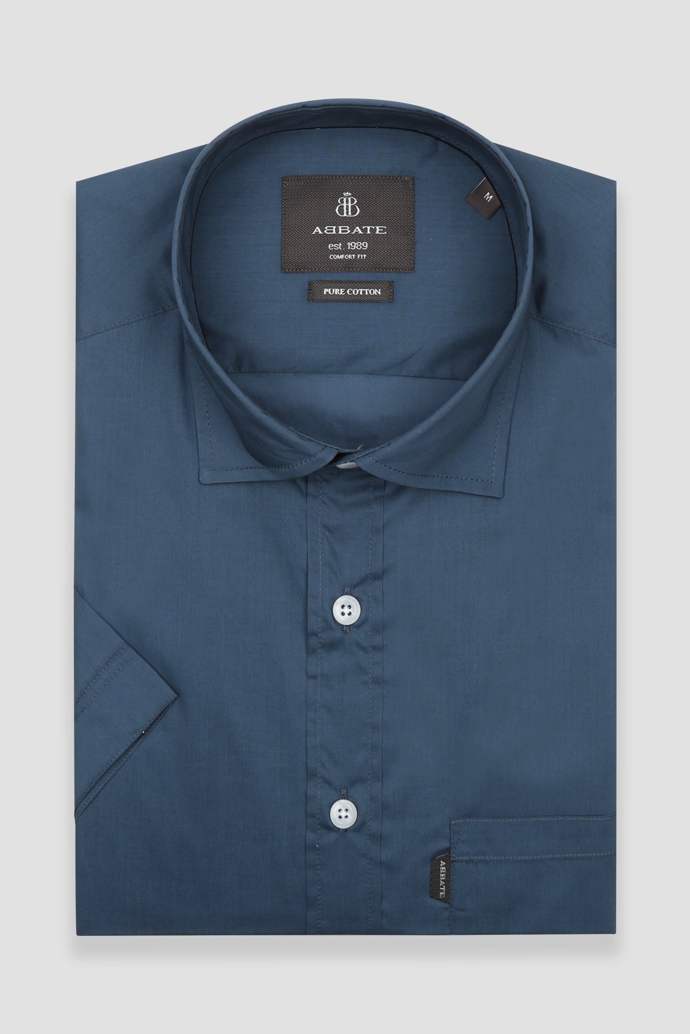 Abbate Vento Poplin Pamuklu Comfort Fit Lacivert Klasik Yaka Erkek Düz Gömlek