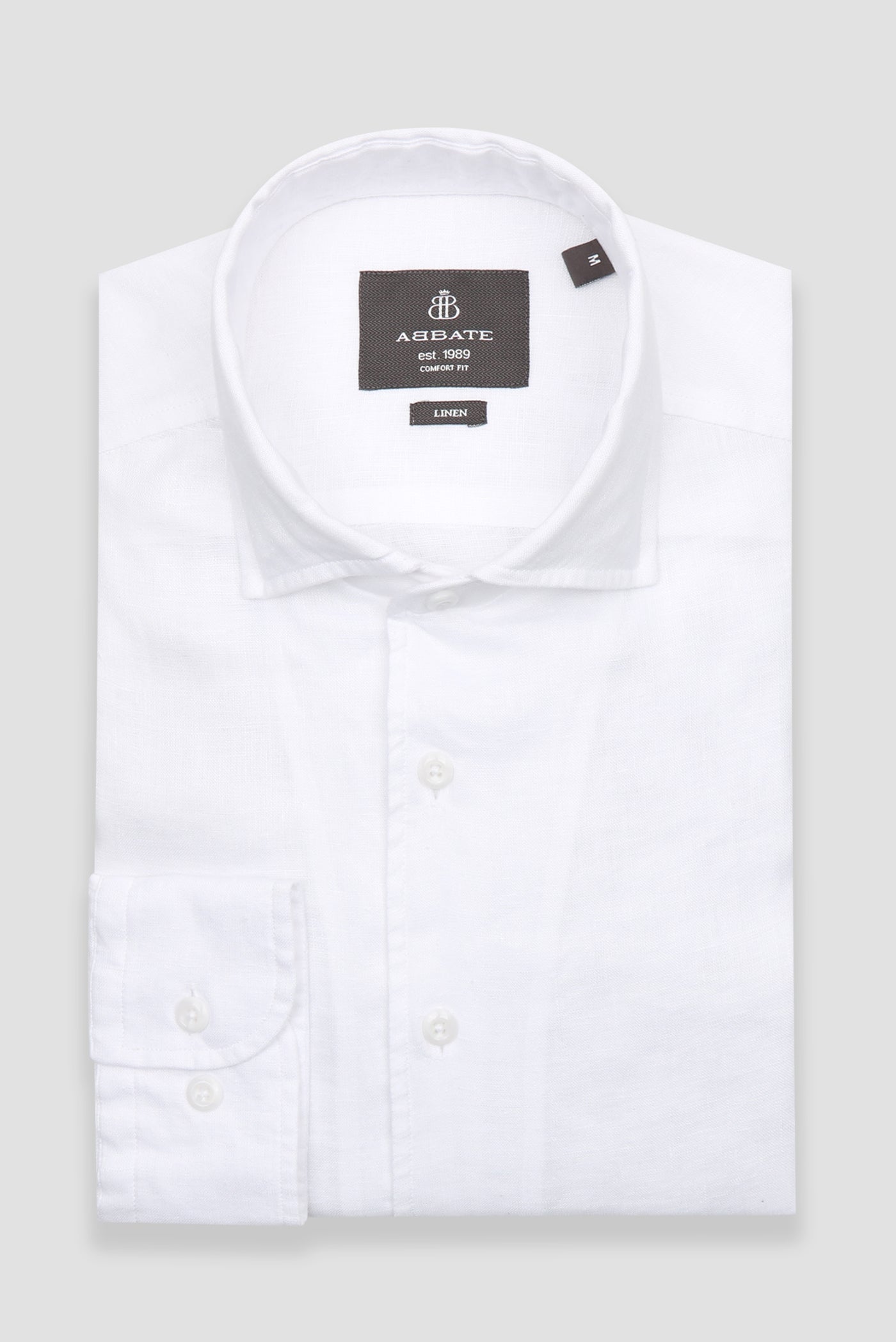 Abbate Bella Keten Keten Comfort Fit Beyaz Mostra Yaka Erkek Düz Gömlek
