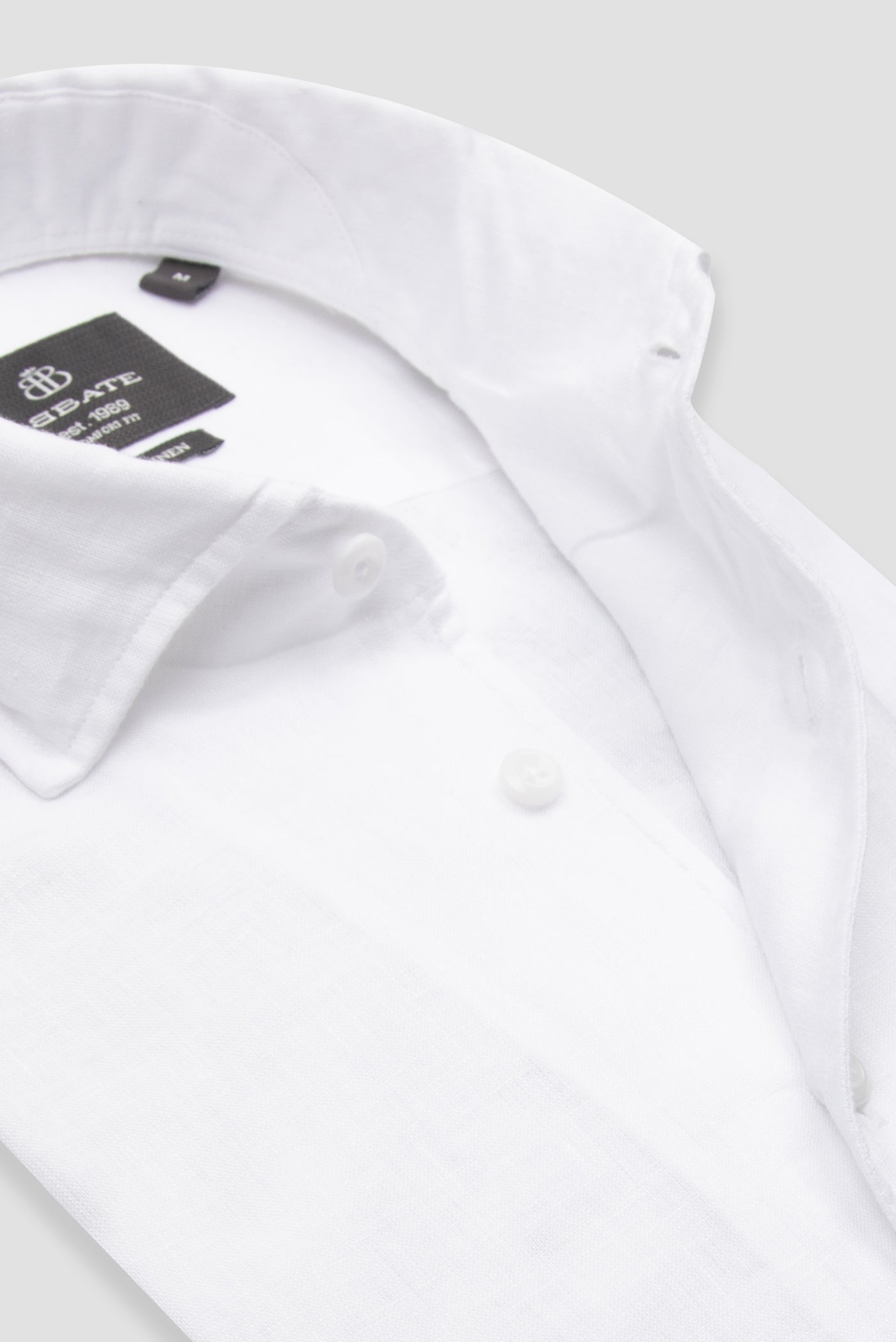 Abbate Bella Keten Keten Comfort Fit Beyaz Mostra Yaka Erkek Düz Gömlek