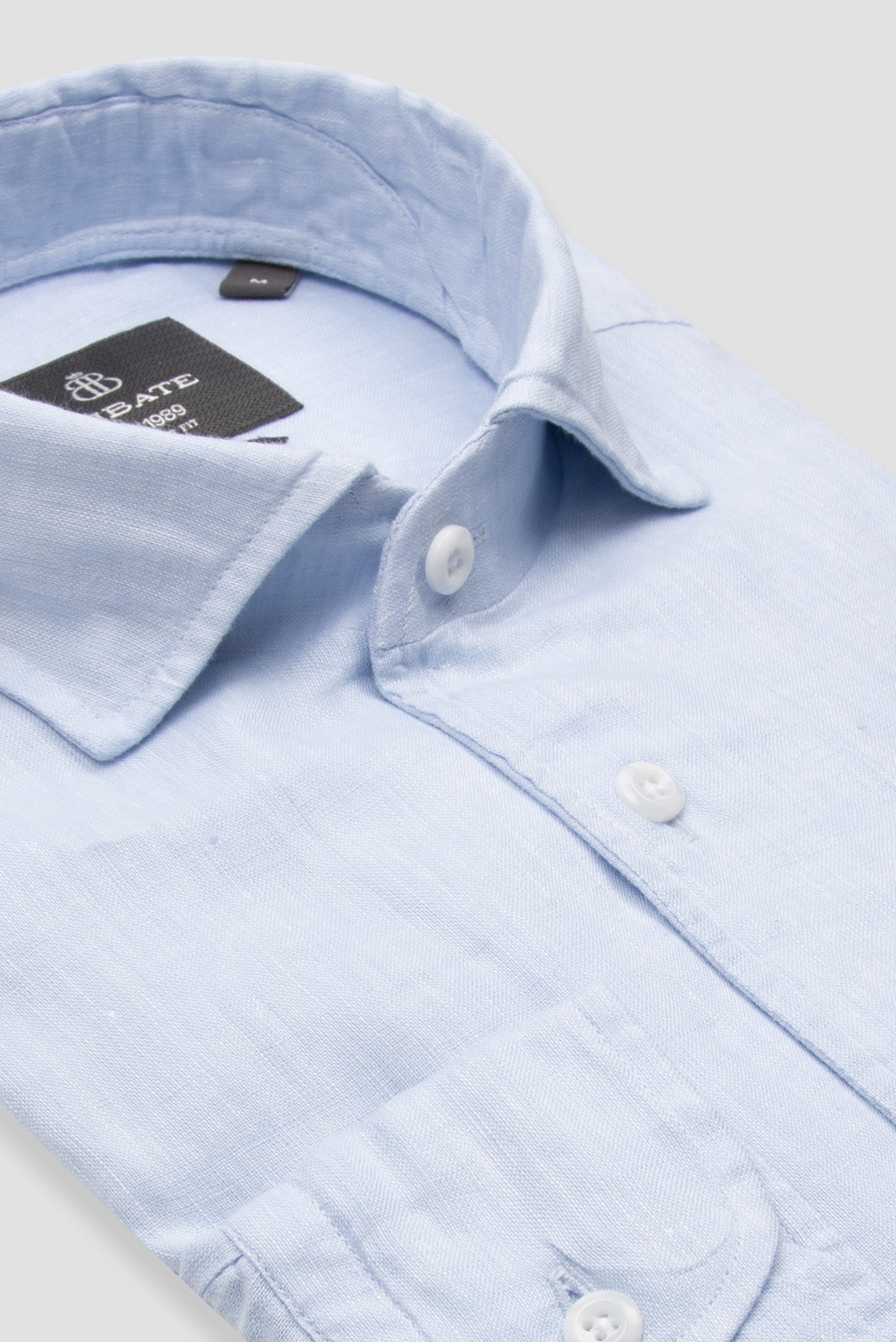 Abbate Bella Keten Keten Comfort Fit Açık Mavi Mostra Yaka Erkek Düz Gömlek