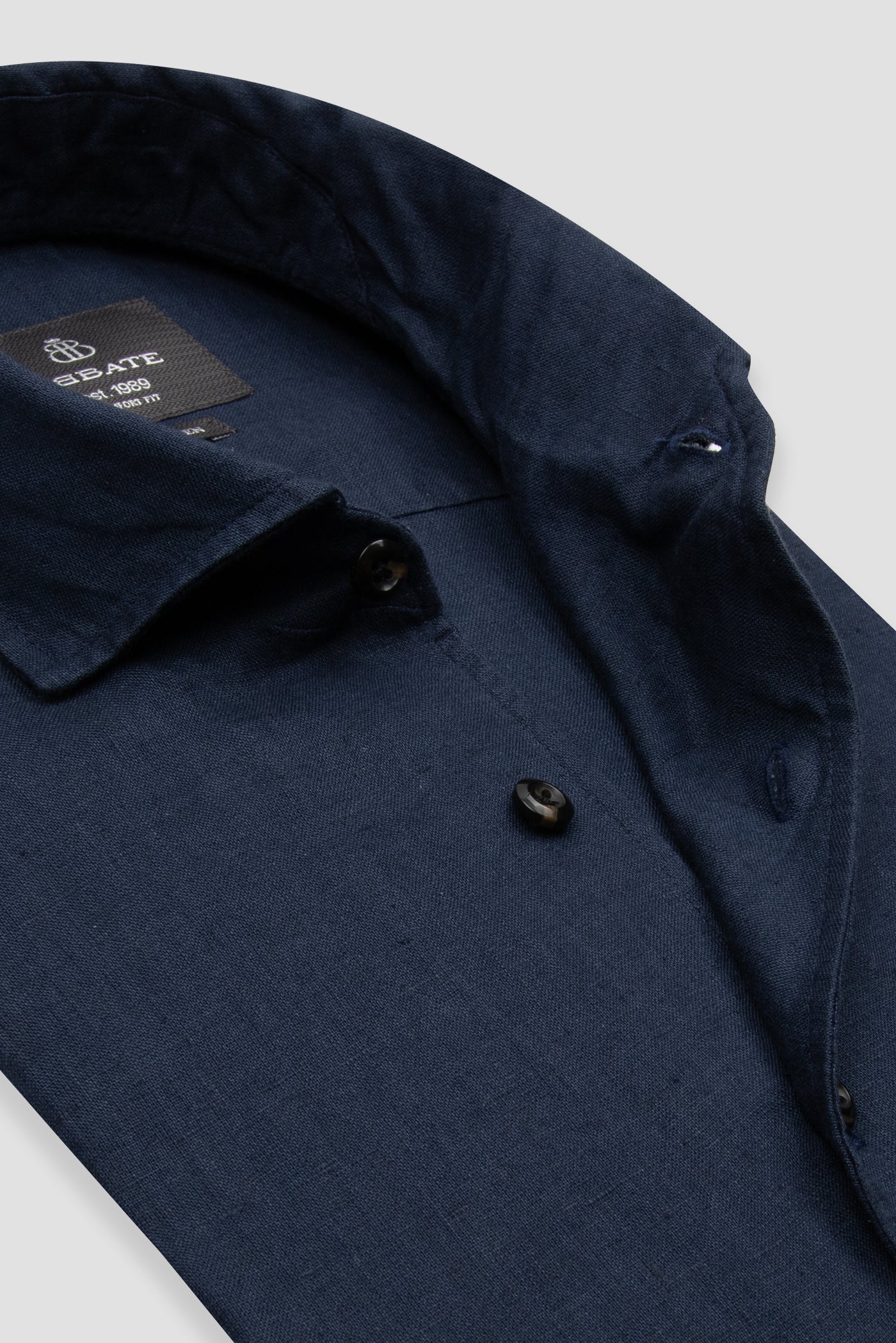 Abbate Bella Keten Keten Comfort Fit Lacivert Mostra Yaka Erkek Düz Gömlek
