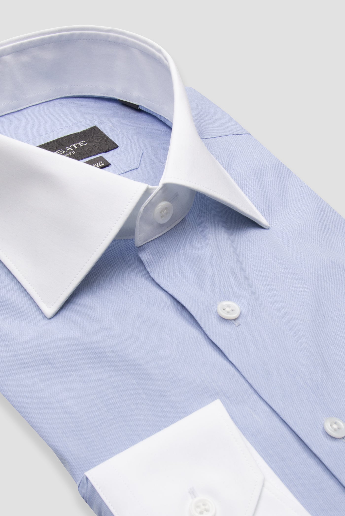 Abbate Sartoria Poplin Stretch Pamuk Karışımlı Slim Fit Mavi İtalyan Yaka Erkek Düz Gömlek