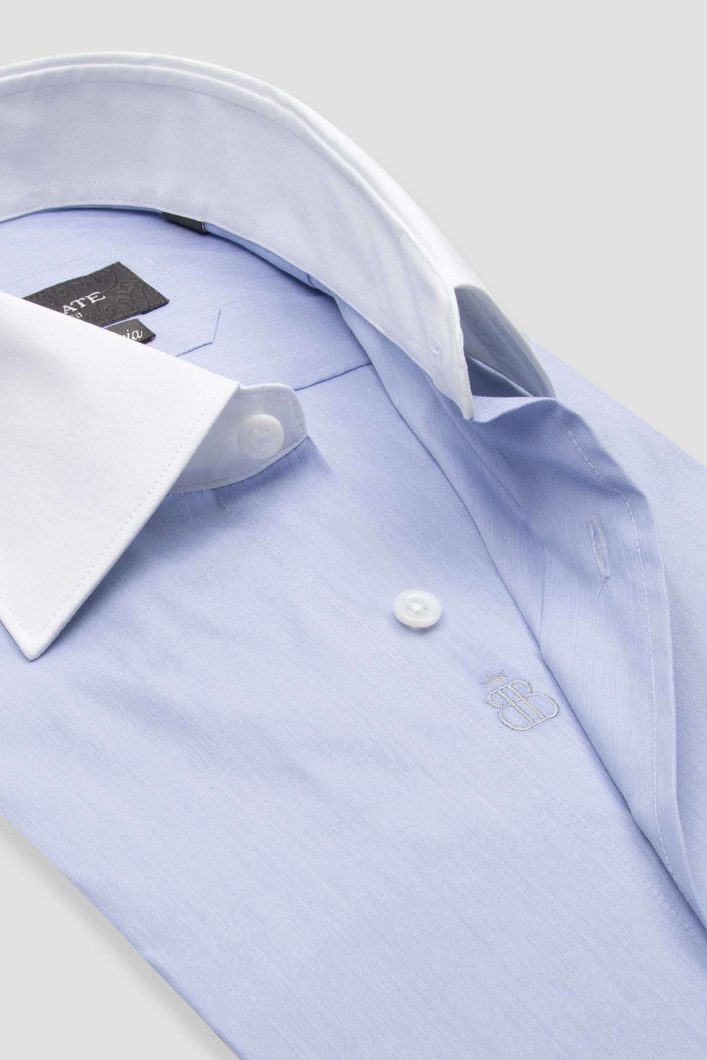 Abbate Sartoria Poplin Stretch Pamuk Karışımlı Slim Fit Mavi İtalyan Yaka Erkek Düz Gömlek