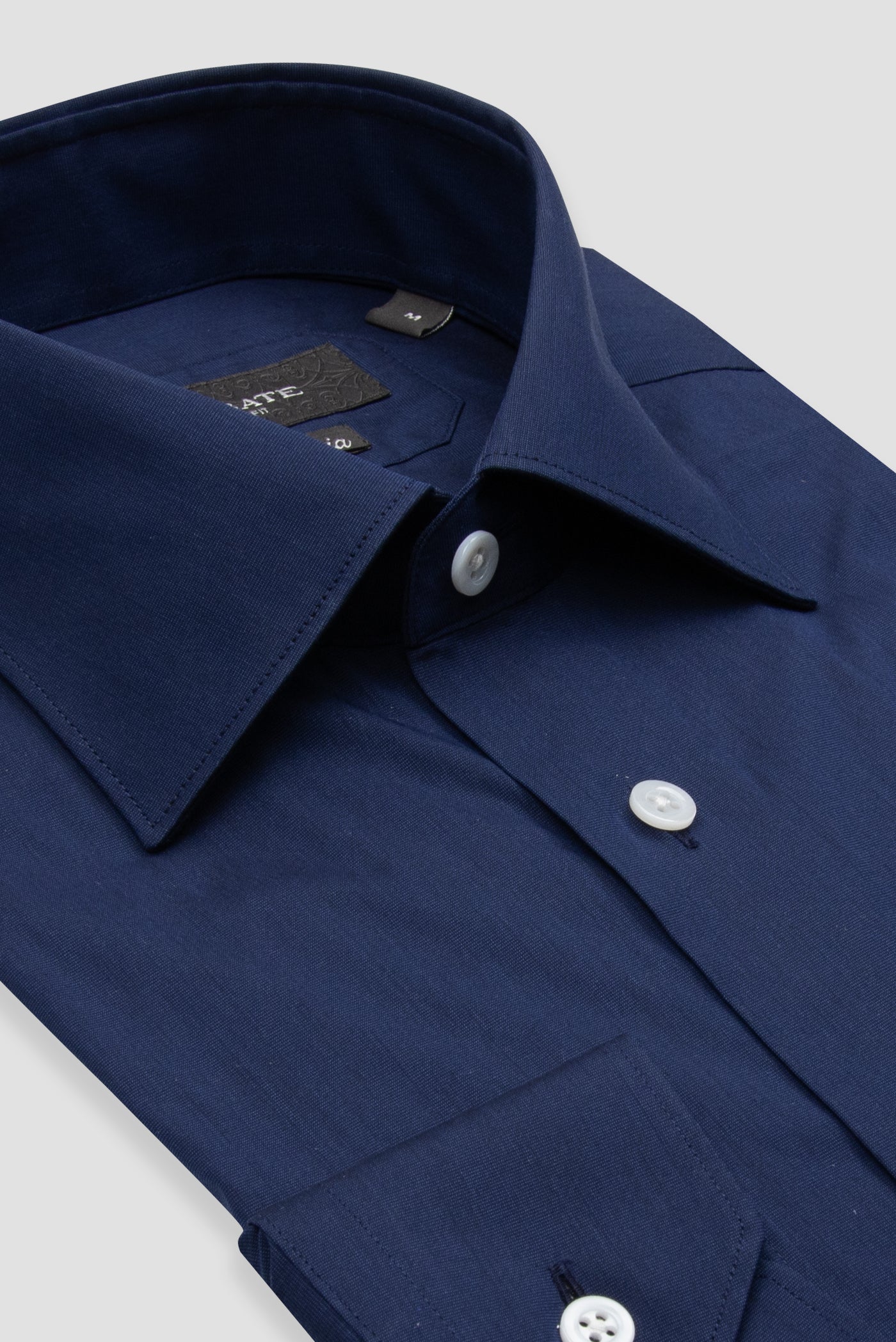 Abbate Sartoria Poplin Stretch Pamuk Karışımlı Slim Fit Lacivert İtalyan Yaka Erkek Düz Gömlek