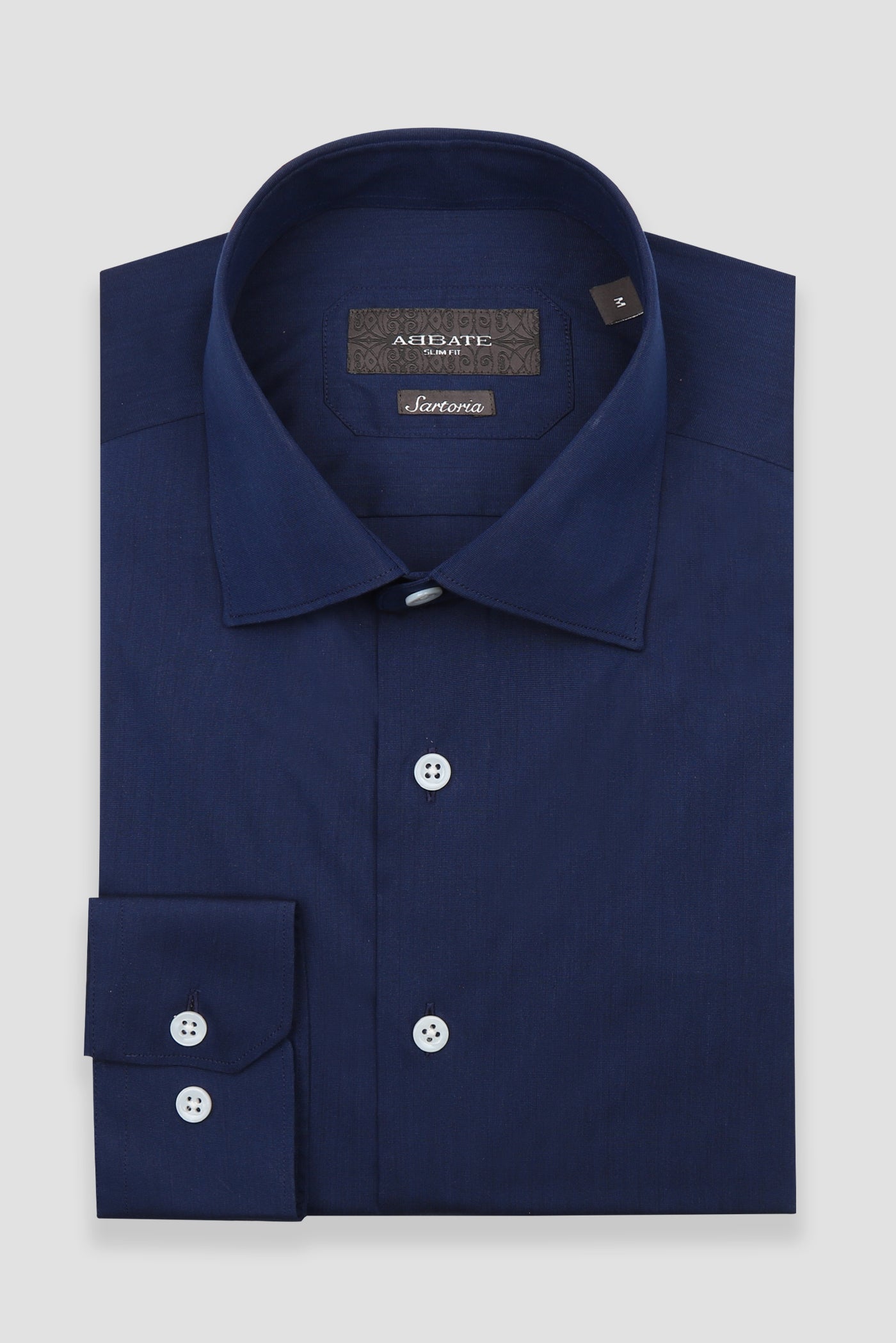 Abbate Sartoria Poplin Stretch Pamuk Karışımlı Slim Fit Lacivert İtalyan Yaka Erkek Düz Gömlek