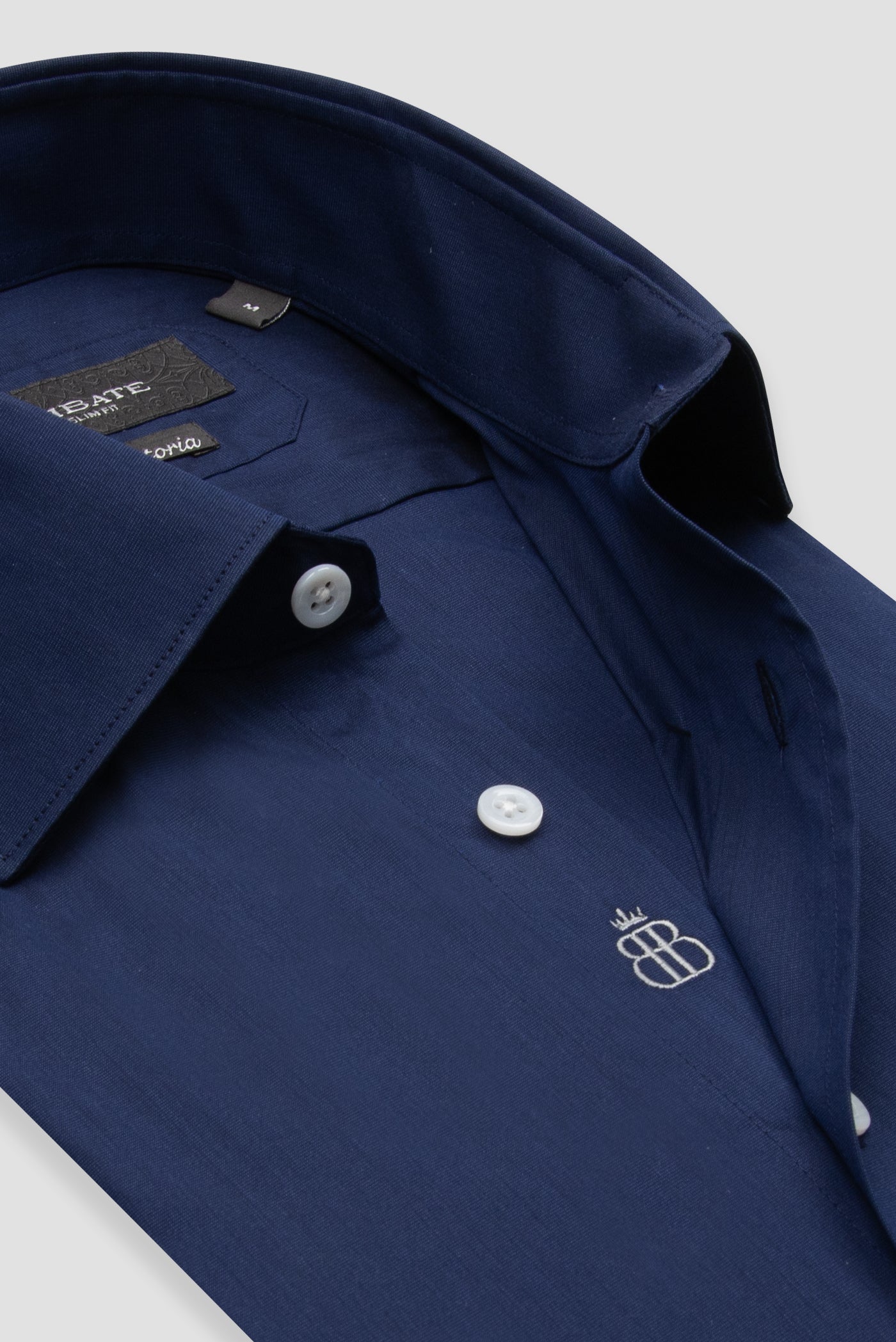 Abbate Sartoria Poplin Stretch Pamuk Karışımlı Slim Fit Lacivert İtalyan Yaka Erkek Düz Gömlek