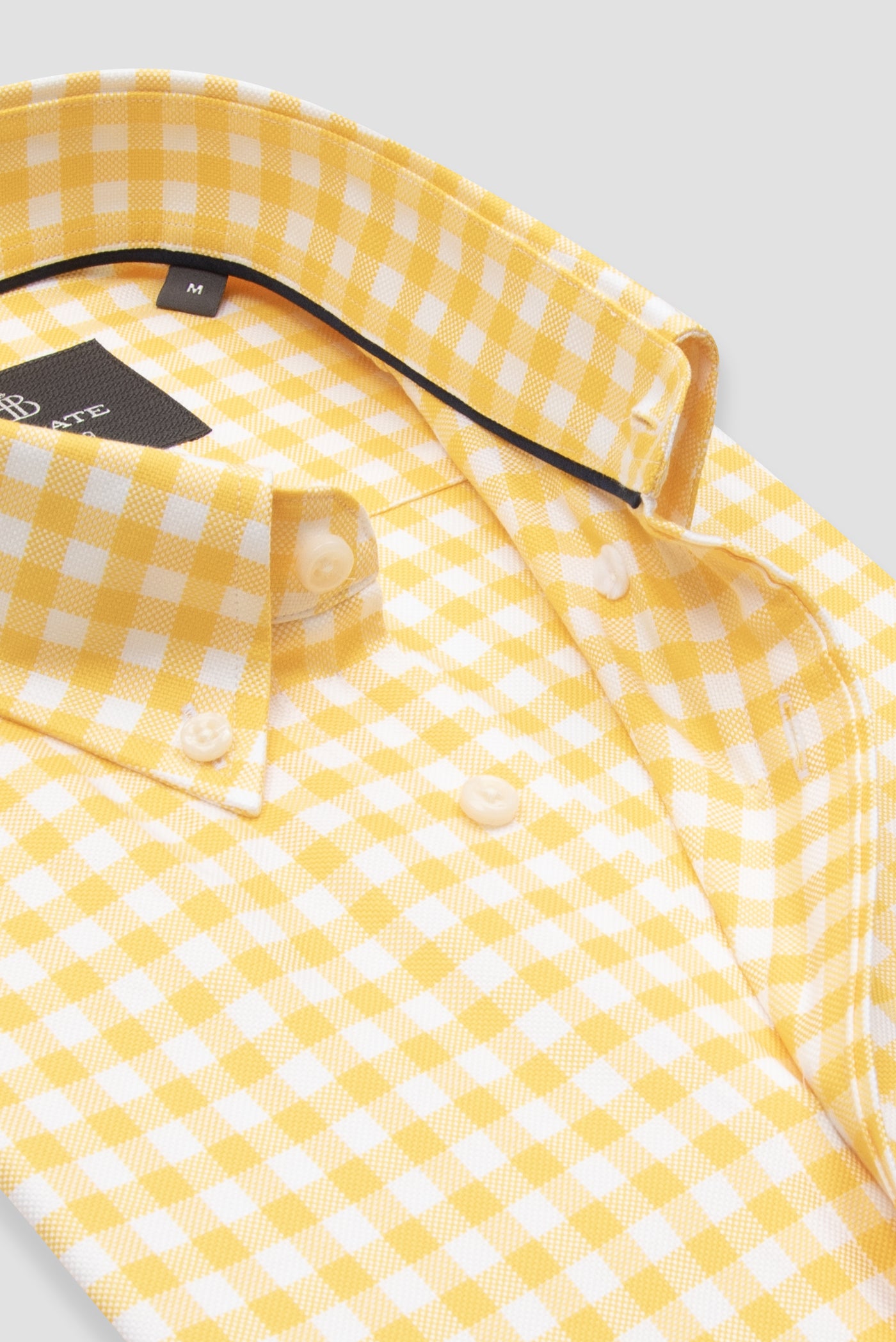 Abbate Lusso Twill Pamuklu Comfort Fit Sarı Düğmeli Yaka Erkek Kareli Gömlek