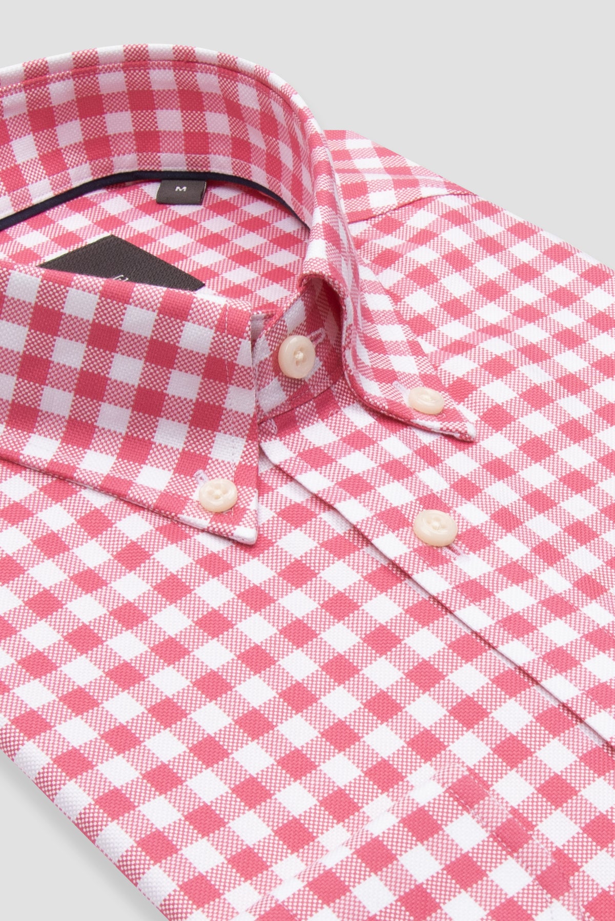 Abbate Lusso Twill %100 Pamuk Comfort Fit Pembe Düğmeli Yaka Erkek Kareli Gömlek