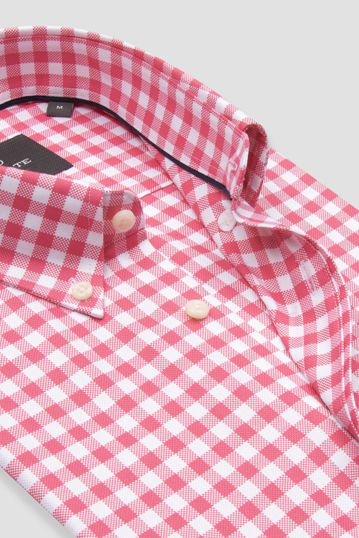 Abbate Lusso Twill %100 Pamuk Comfort Fit Pembe Düğmeli Yaka Erkek Kareli Gömlek