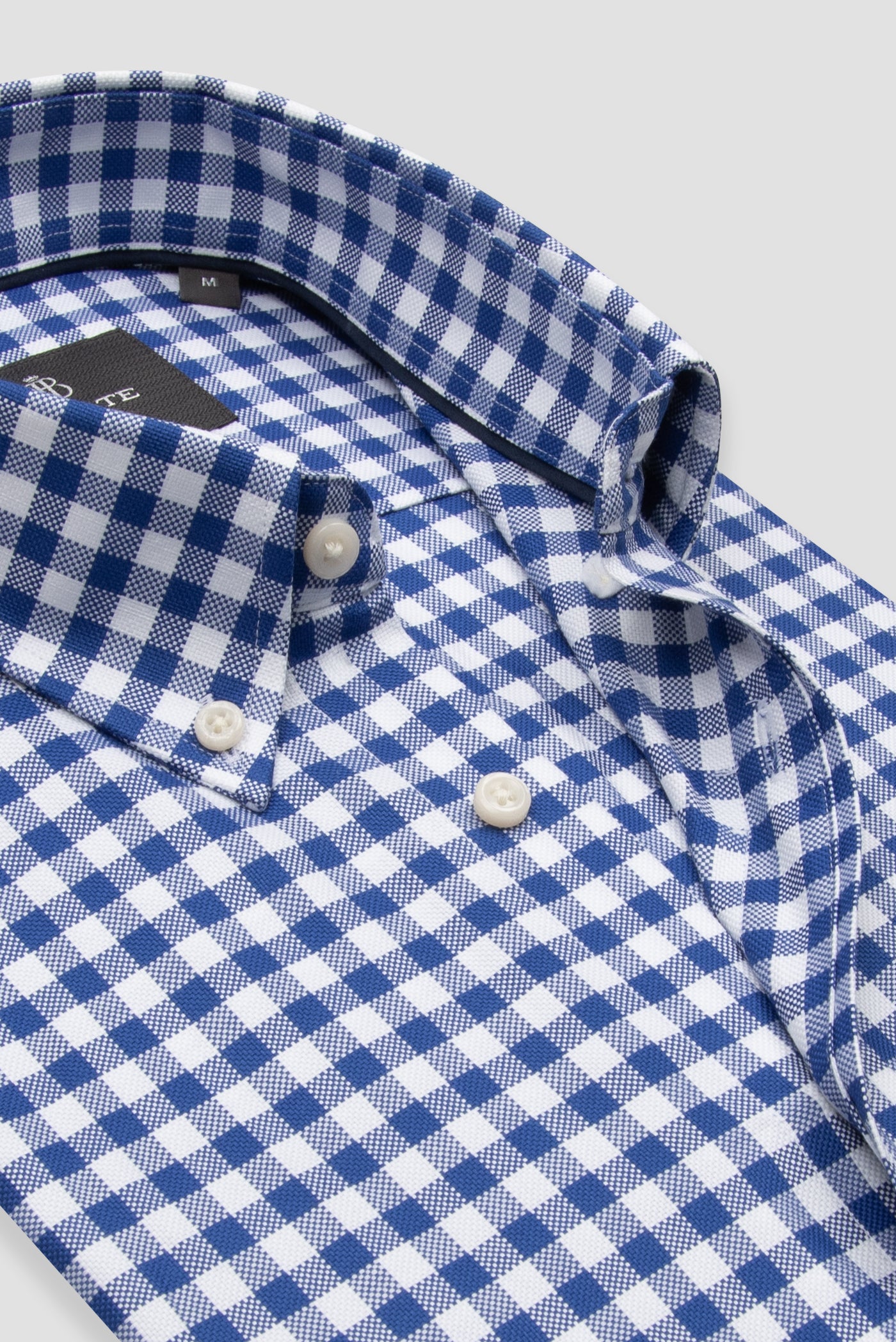 Abbate Lusso Twill Pamuklu Comfort Fit Lacivert Düğmeli Yaka Erkek Kareli Gömlek