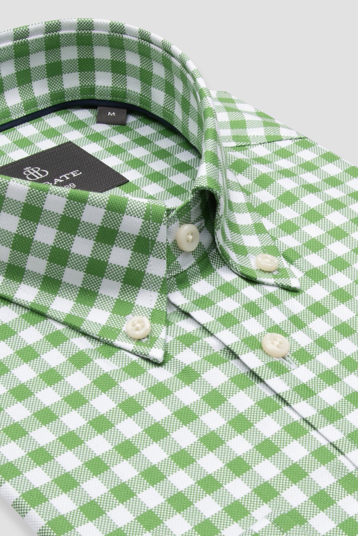 Abbate Lusso Twill %100 Pamuk Comfort Fit Yeşil Düğmeli Yaka Erkek Kareli Gömlek