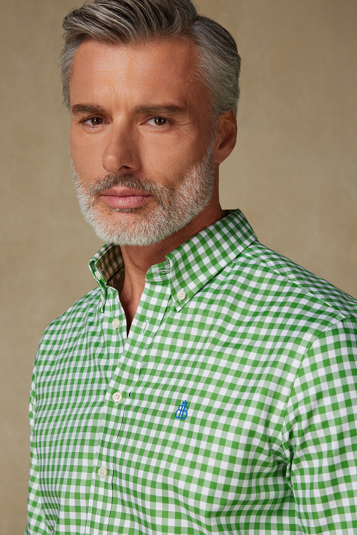 Abbate Lusso Twill Pamuklu Comfort Fit Yeşil Düğmeli Yaka Erkek Kareli Gömlek