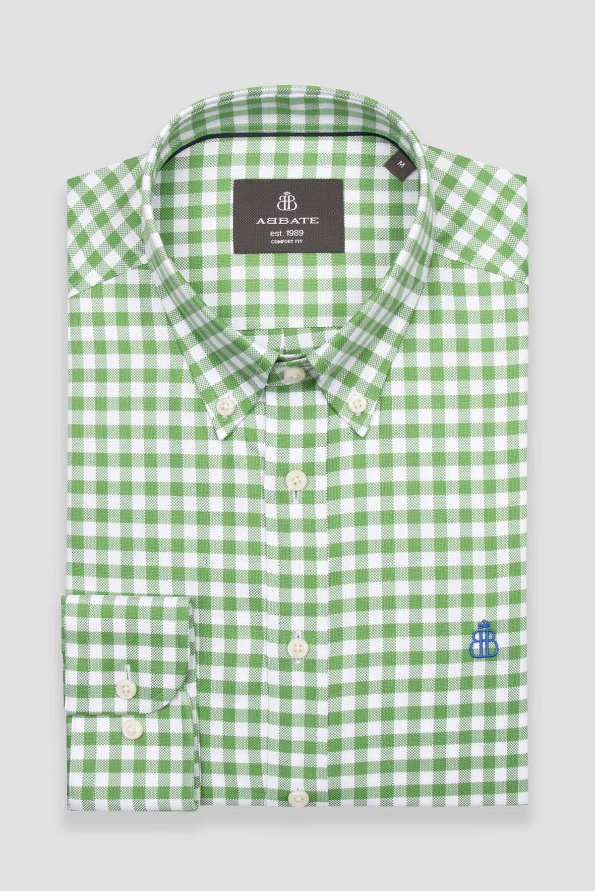 Abbate Lusso Twill %100 Pamuk Comfort Fit Yeşil Düğmeli Yaka Erkek Kareli Gömlek