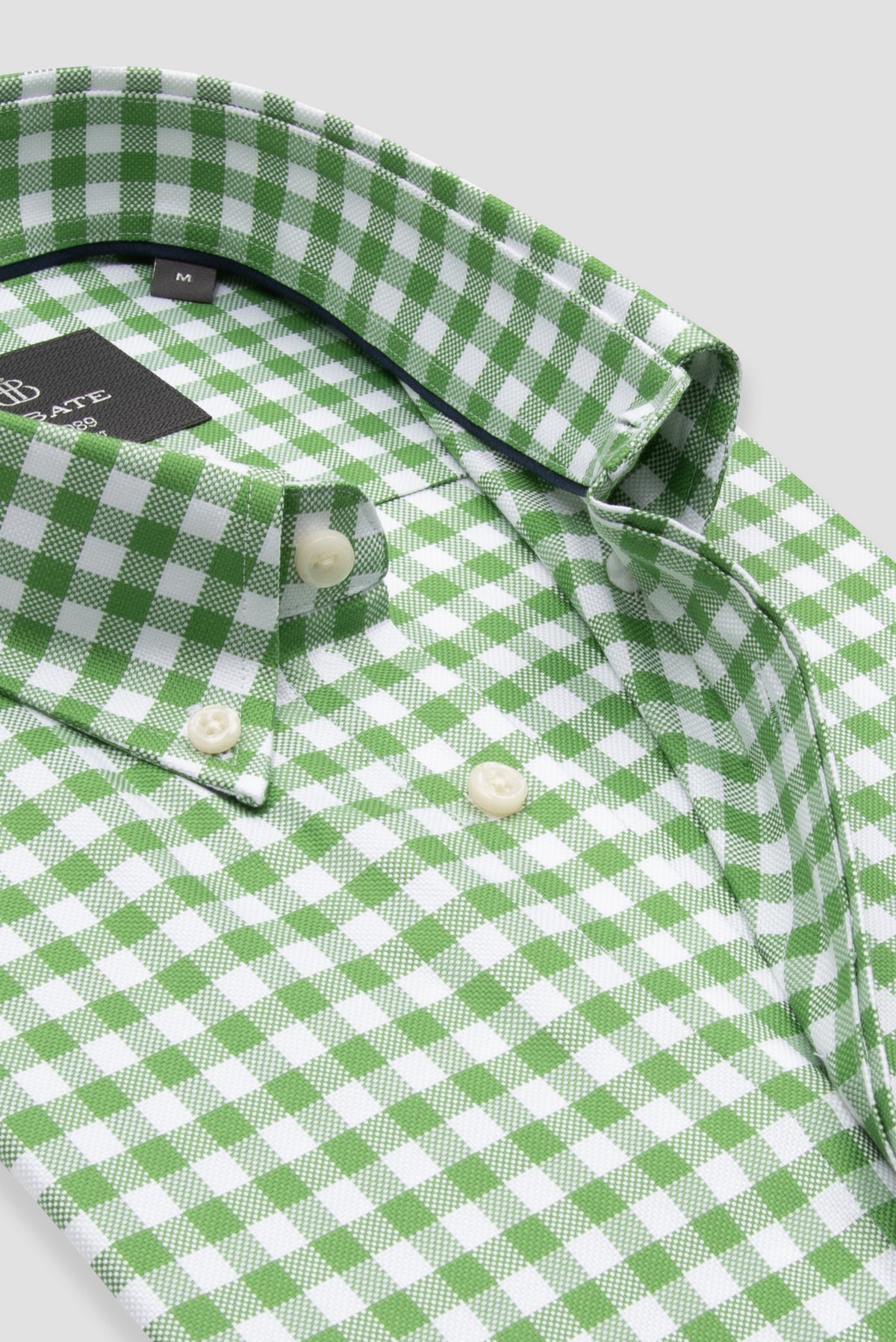 Abbate Lusso Twill %100 Pamuk Comfort Fit Yeşil Düğmeli Yaka Erkek Kareli Gömlek