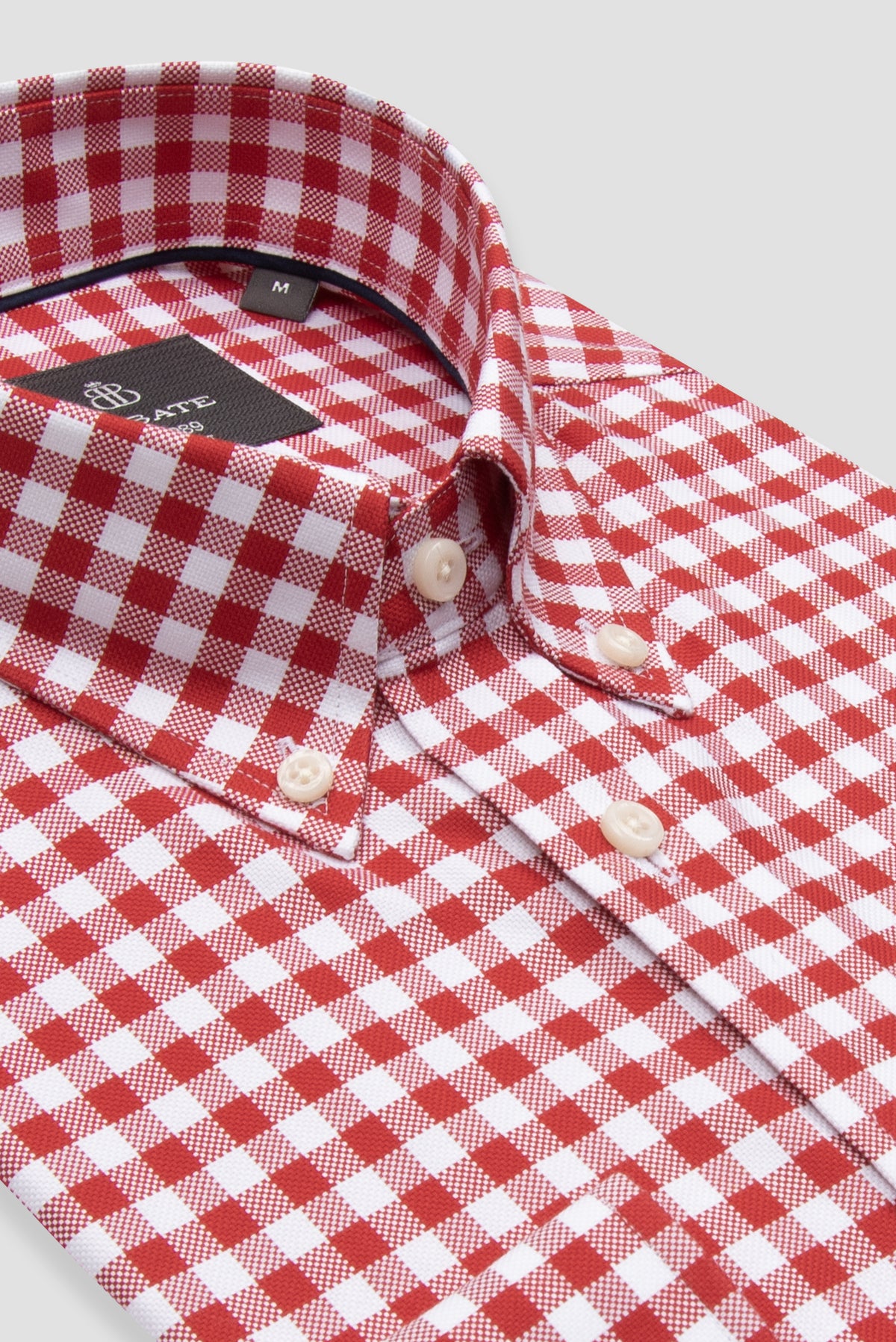 Abbate Lusso Twill %100 Pamuk Comfort Fit Kırmızı Düğmeli Yaka Erkek Kareli Gömlek