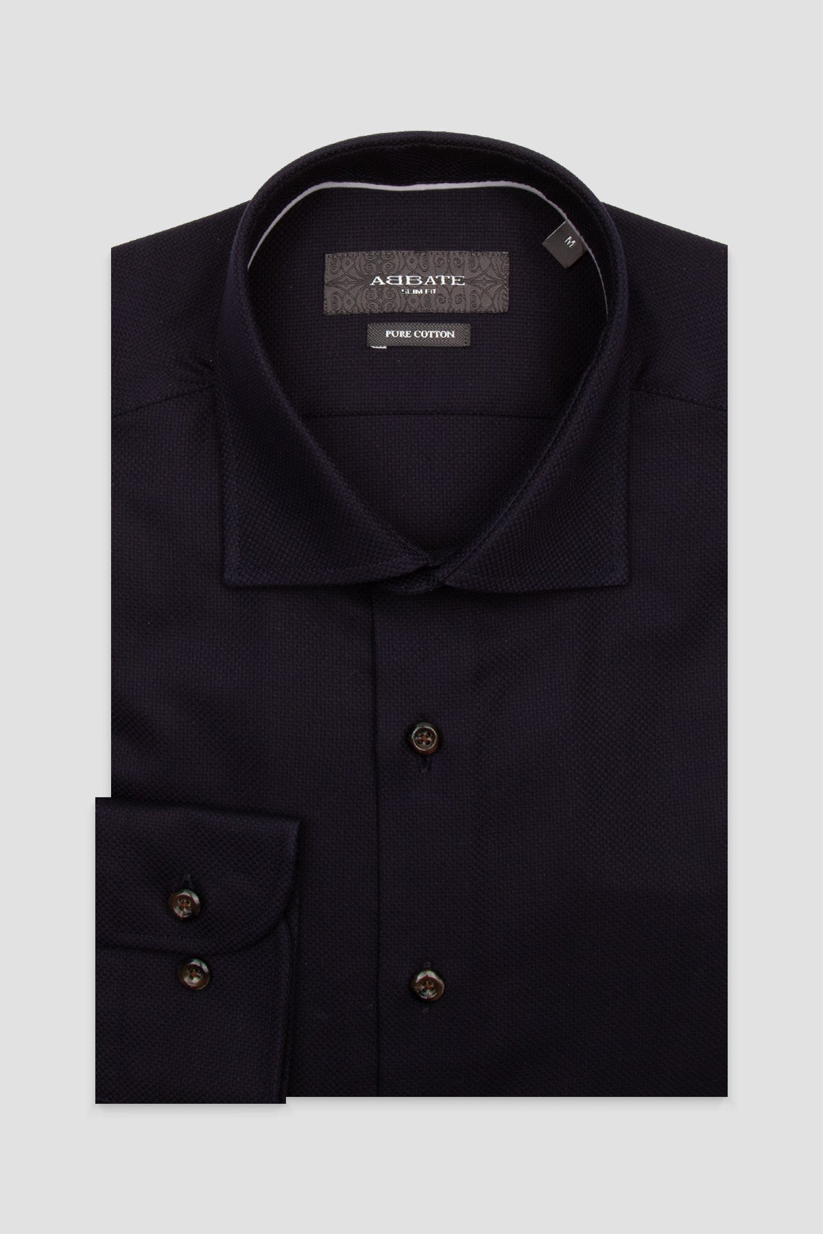 Abbate Marco Armür Pamuklu Slim Fit Lacivert Klasik Yaka Erkek Düz Gömlek