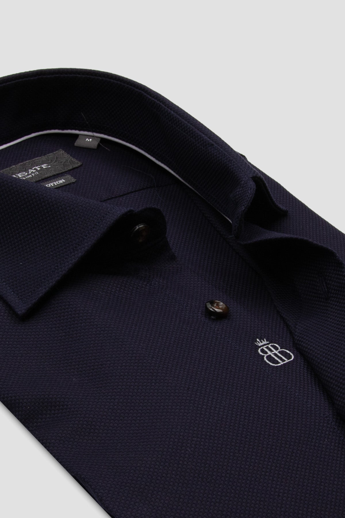 Abbate Marco Armür Pamuklu Slim Fit Lacivert Klasik Yaka Erkek Düz Gömlek