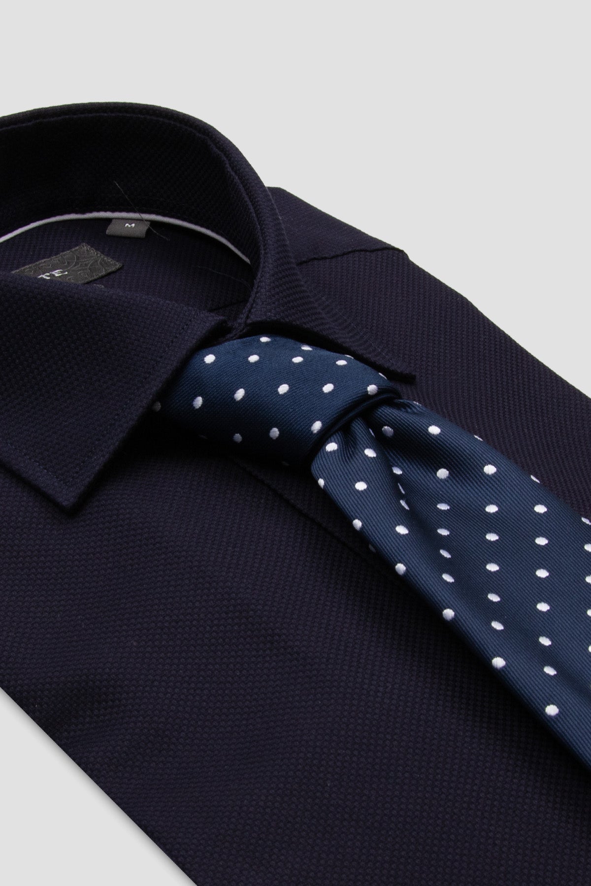 Abbate Marco Armür Pamuklu Slim Fit Lacivert Klasik Yaka Erkek Düz Gömlek