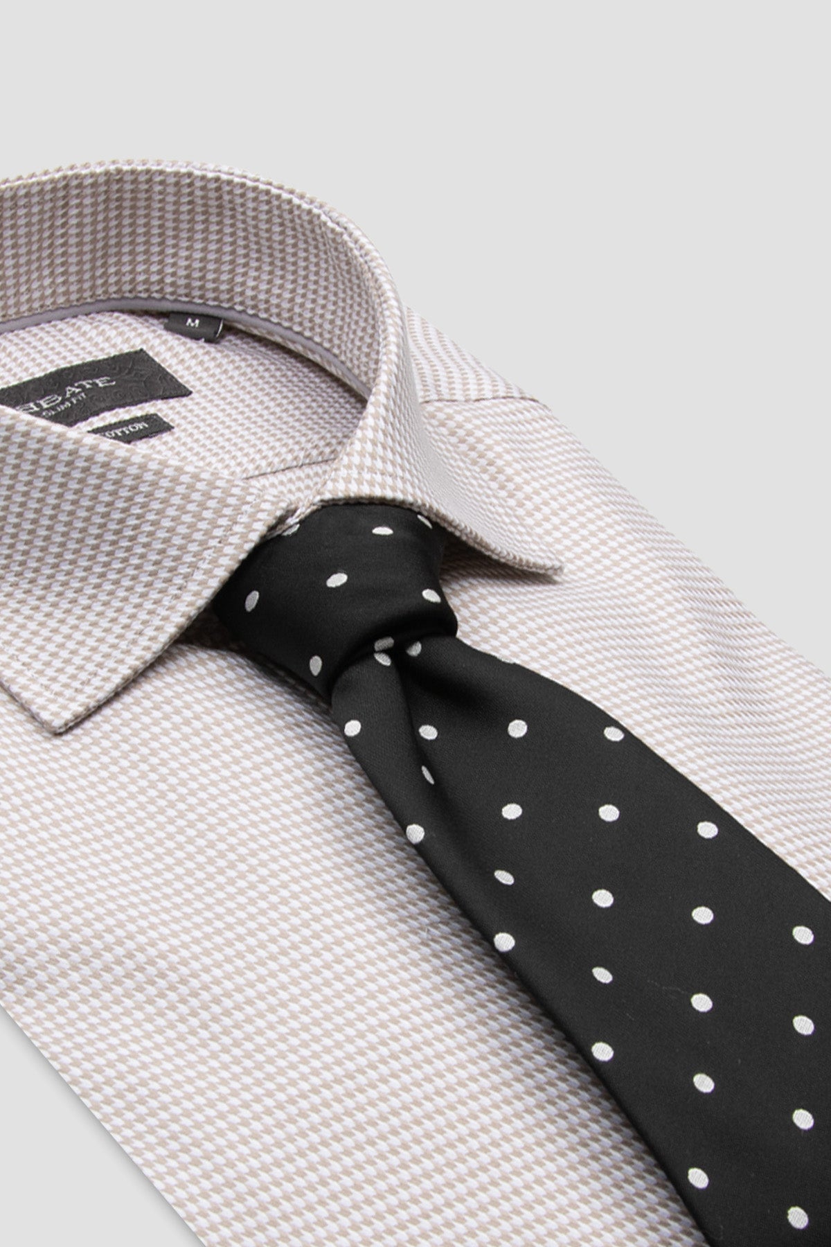 Abbate Marco Armür %100 Pamuk Slim Fit Krem Klasik Yaka Erkek Desenli Gömlek
