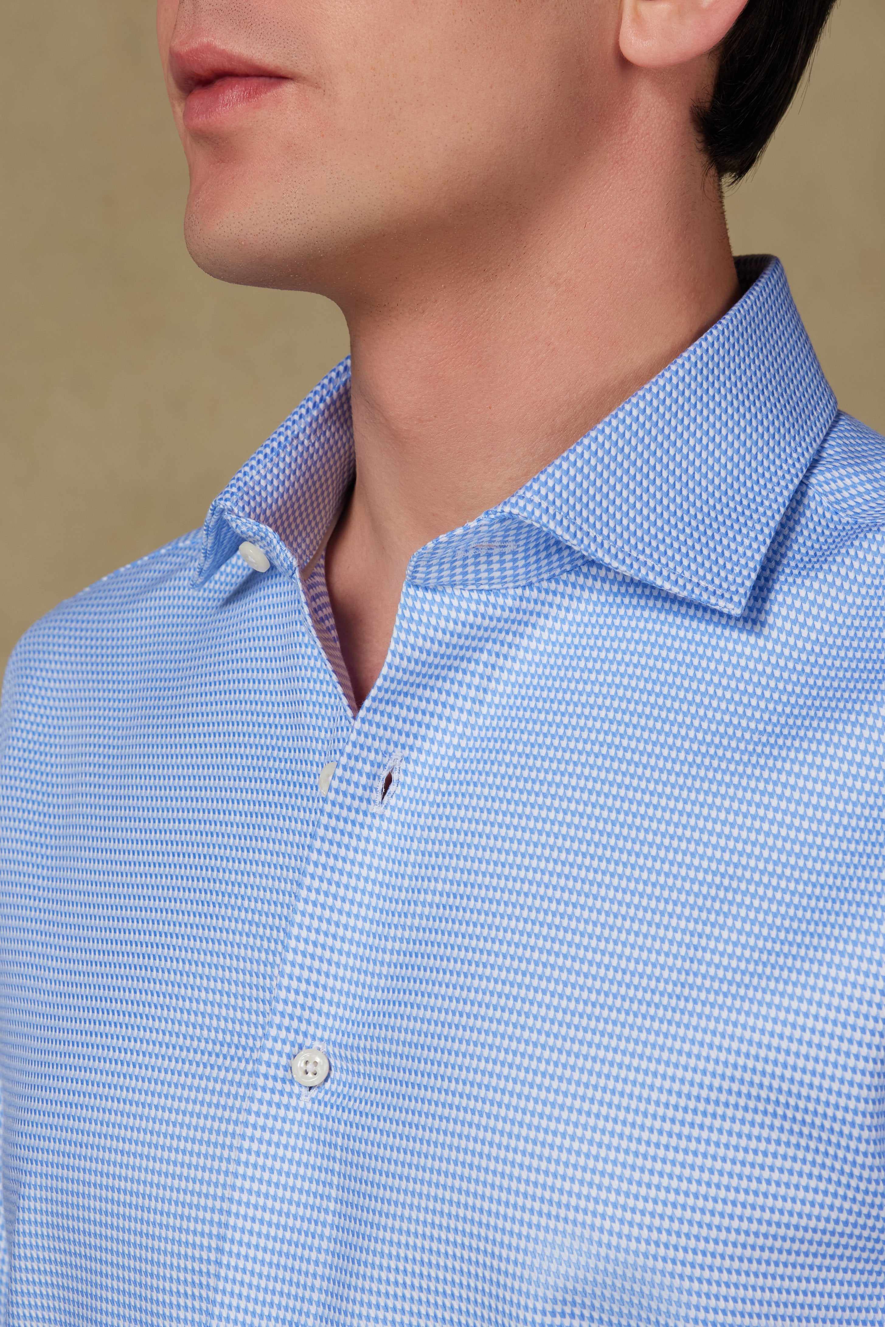 Abbate Marco Armür Pamuklu Slim Fit Açık Mavi Klasik Yaka Erkek Desenli Gömlek