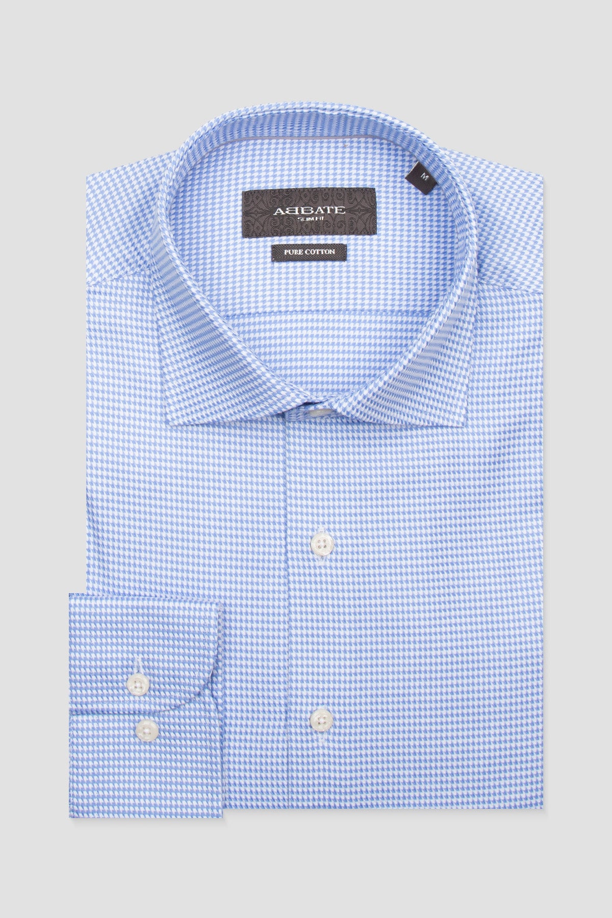 Abbate Marco Armür %100 Pamuk Slim Fit Açık Mavi Klasik Yaka Erkek Desenli Gömlek